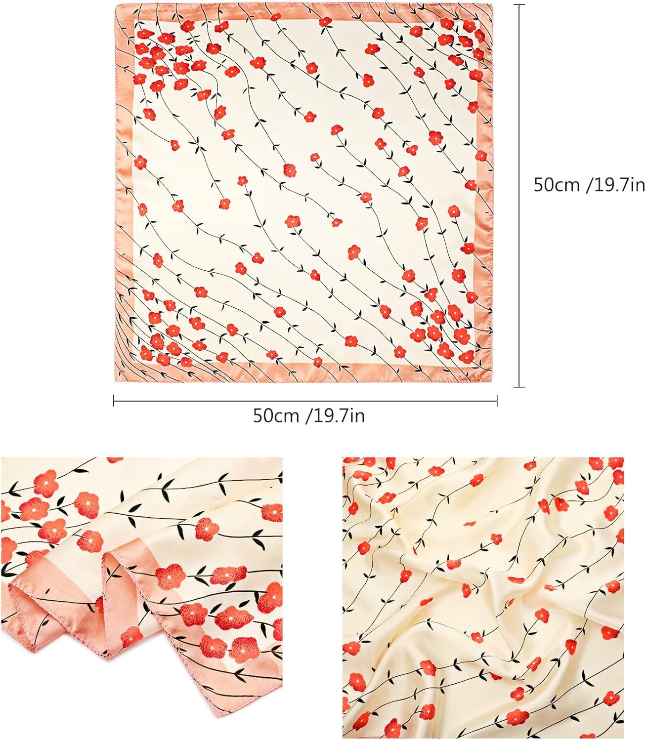 20 Pieces Women Satin Square Scarf Mixed Color Small Silk Neck Scarf for Women Girls Favors, Random Color