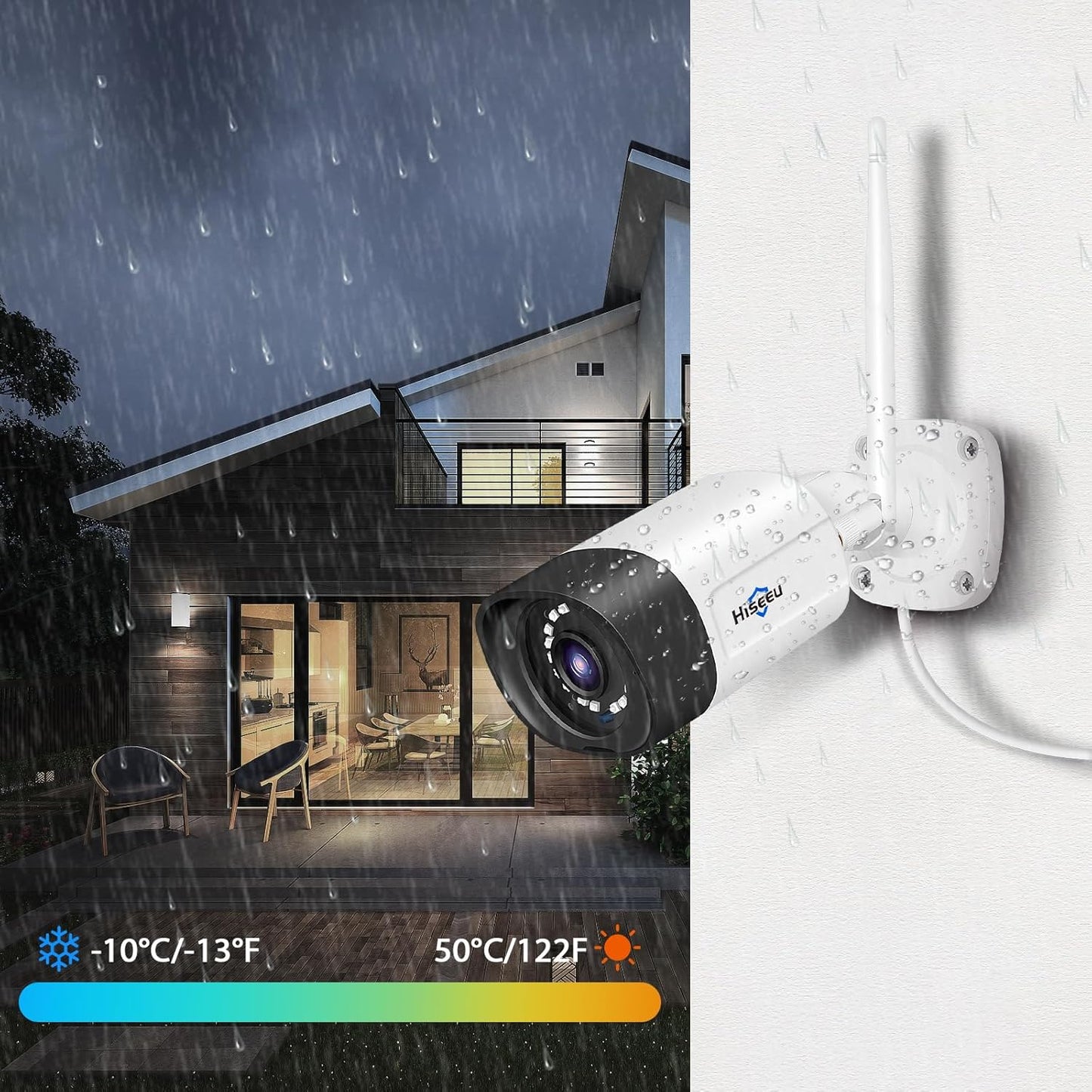 Hiseeu 5MP Wireless Security Camera System with 12" LCD Monitor, 3TB HDD, 10CH 8MP NVR, 2-Way Audio, Color Night Vision, Motion Detection, 24/7 Recording, Expandable Home CCTV Kit, Plug & Play