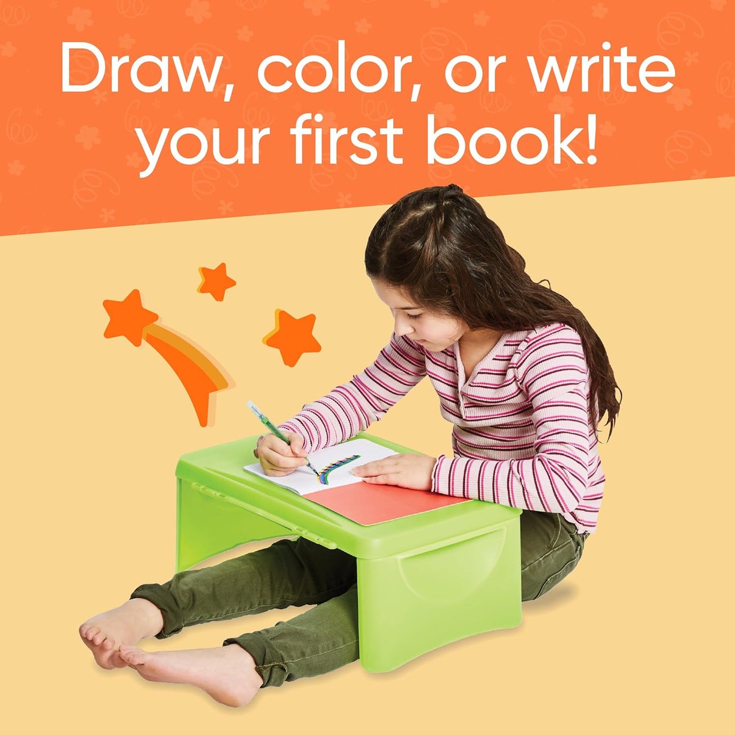 HearthSong Foldable Lap Desk for Kids with Storage - Ideal Floor Desk for Drawing, Studying, Portable Folding Travel Lap Table, Versatile Bed Desk & Lap Tray, Green