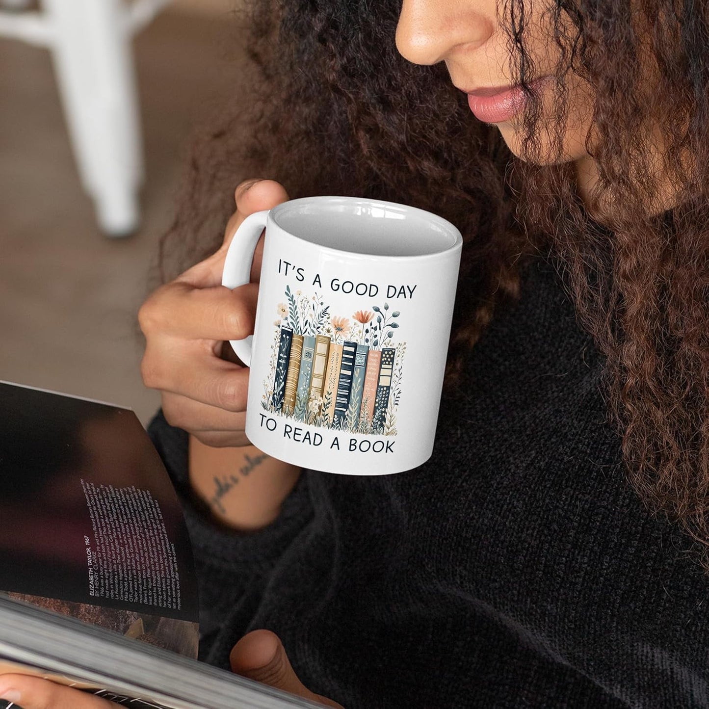 Gifts For Book Lovers Women - It’s A Good Day To Read A Book Mug, Bookish Coffee Mug with Stacked Novel Design, Bookworm Mugs for Readers, Birthday Gifts for Books Lovers Women