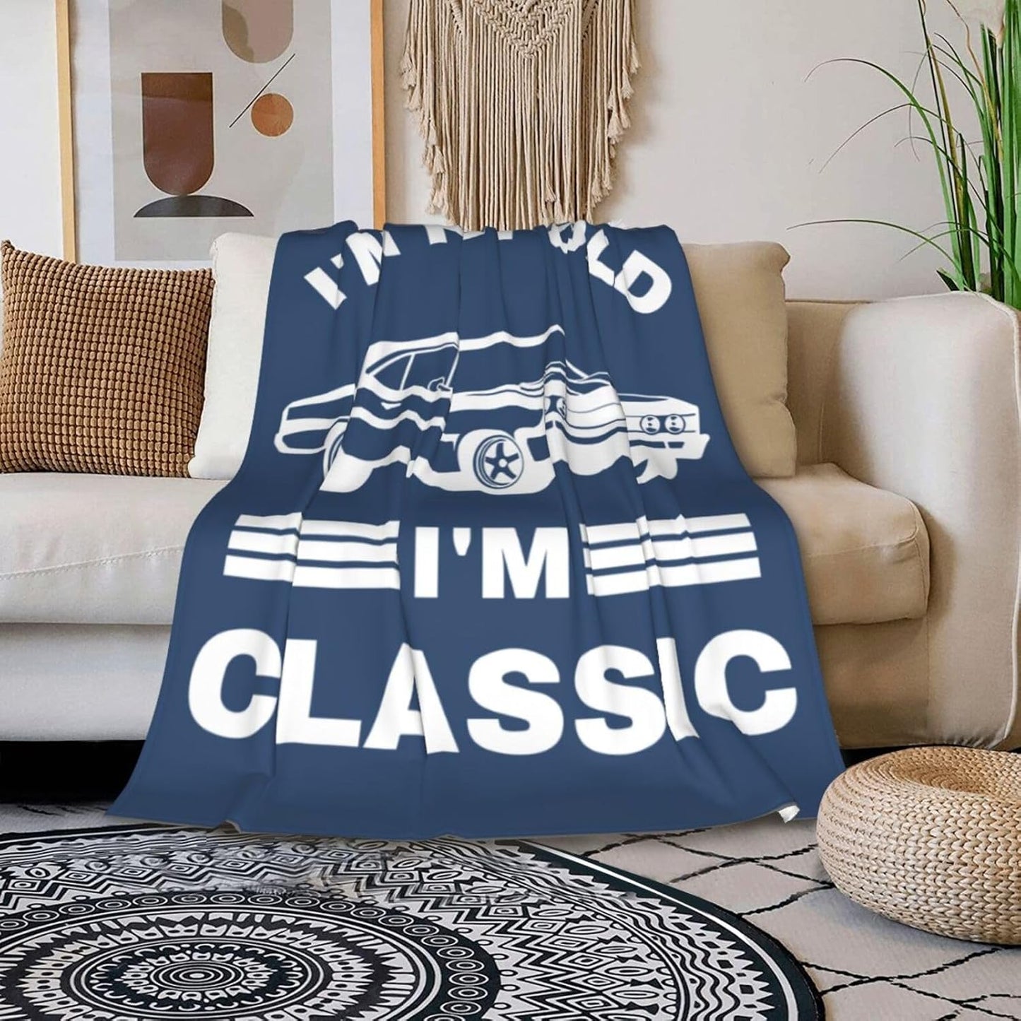 Funny Gifts for Men, Fathers Day Christmas Birthday Gifts for Dad Grandpa Husband, Cool Retirement Blanket for Papa, Cozy Blue Throw Blanket 50"x60"
