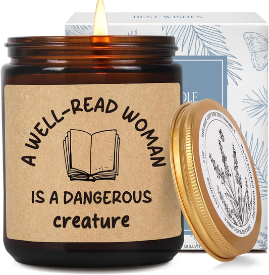Scented Candle Gifts for Book Lover Women, A Well Read Woman is A Dangerous Creature, Bookish Birthday Christmas Reading Day Gift for Her, Female Author Readers Librarian Bookworm-42
