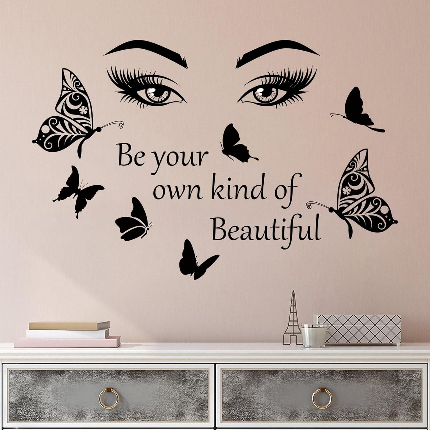 Inspirational Quotes Decals - Eye Eyelash Decal, Motivational Lettering Stickers, Positive Saying Decor for Women, Girls' Home, Bedroom, Living Room, Bathroom