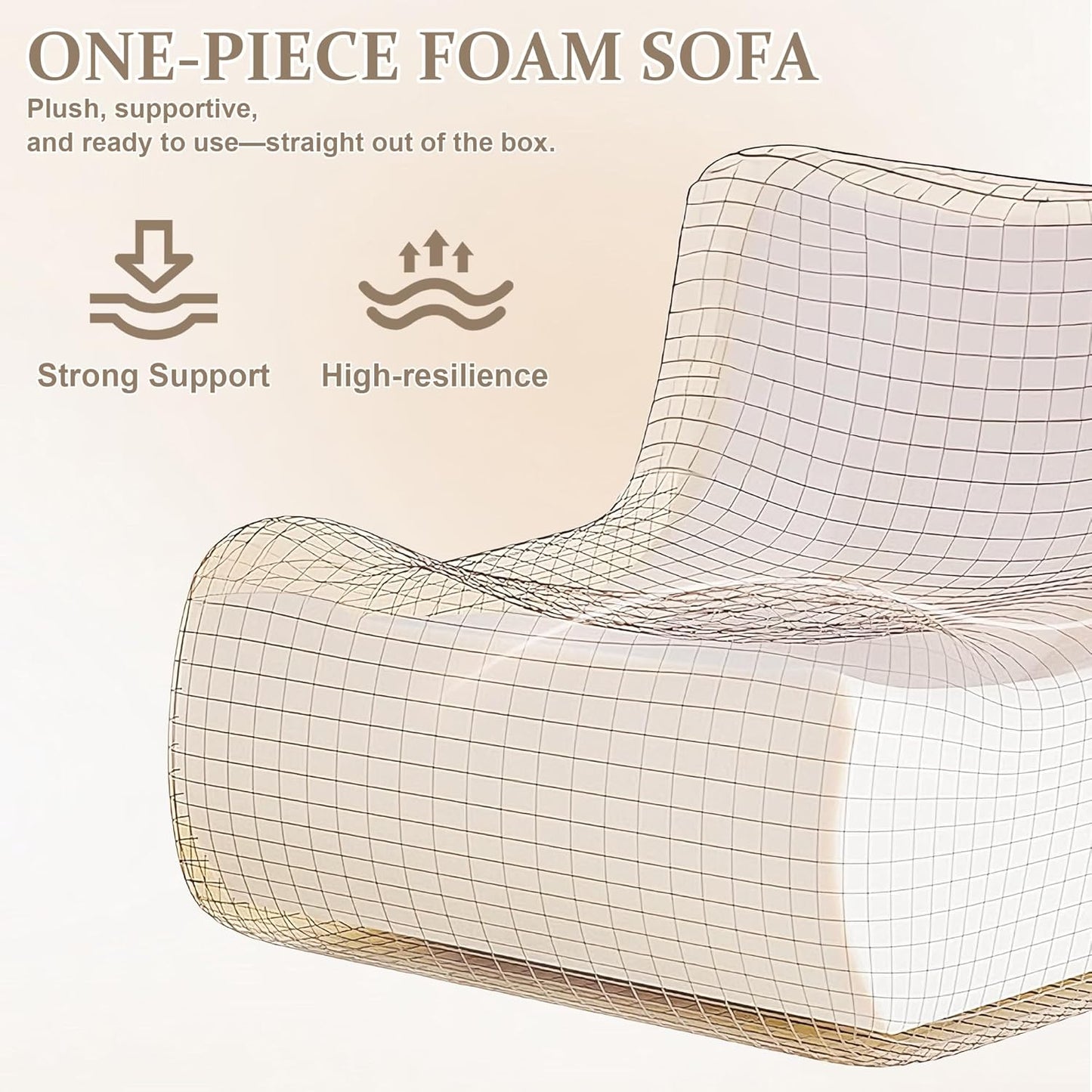 Bean Bag Chairs for Adults, Giant Bean Bag Chair, Memory Foam Lounge Chair, Comfy Lazy Floor Chair, Bean Bag Sofa for Living Room, Bedroom and Office, Loveseat Bean Bag (White)