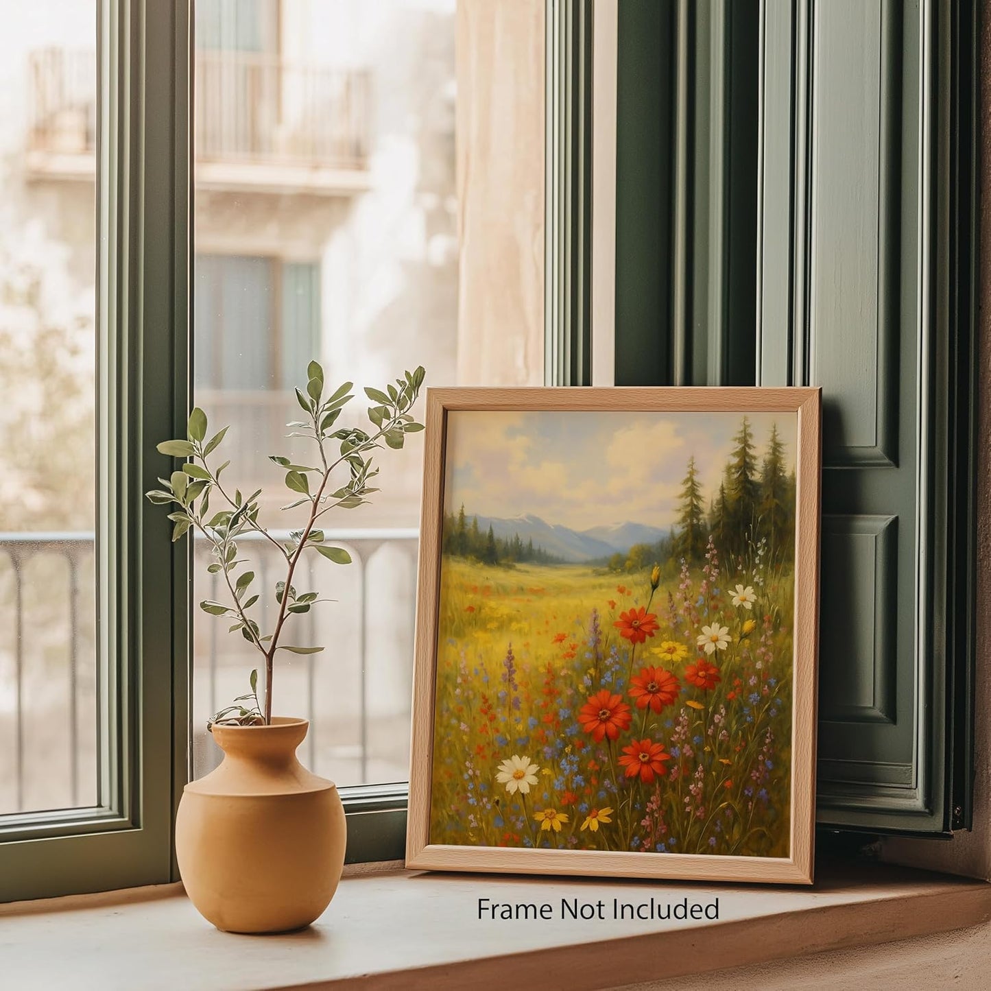 ZUKIY Wildflower Field - 8x10 Vintage Floral Wall Art Print - Unframed Cottagecore Artwork for Bedroom Decor - Classic Botanical Poster for Country Home or Vintage-Inspired Living Space