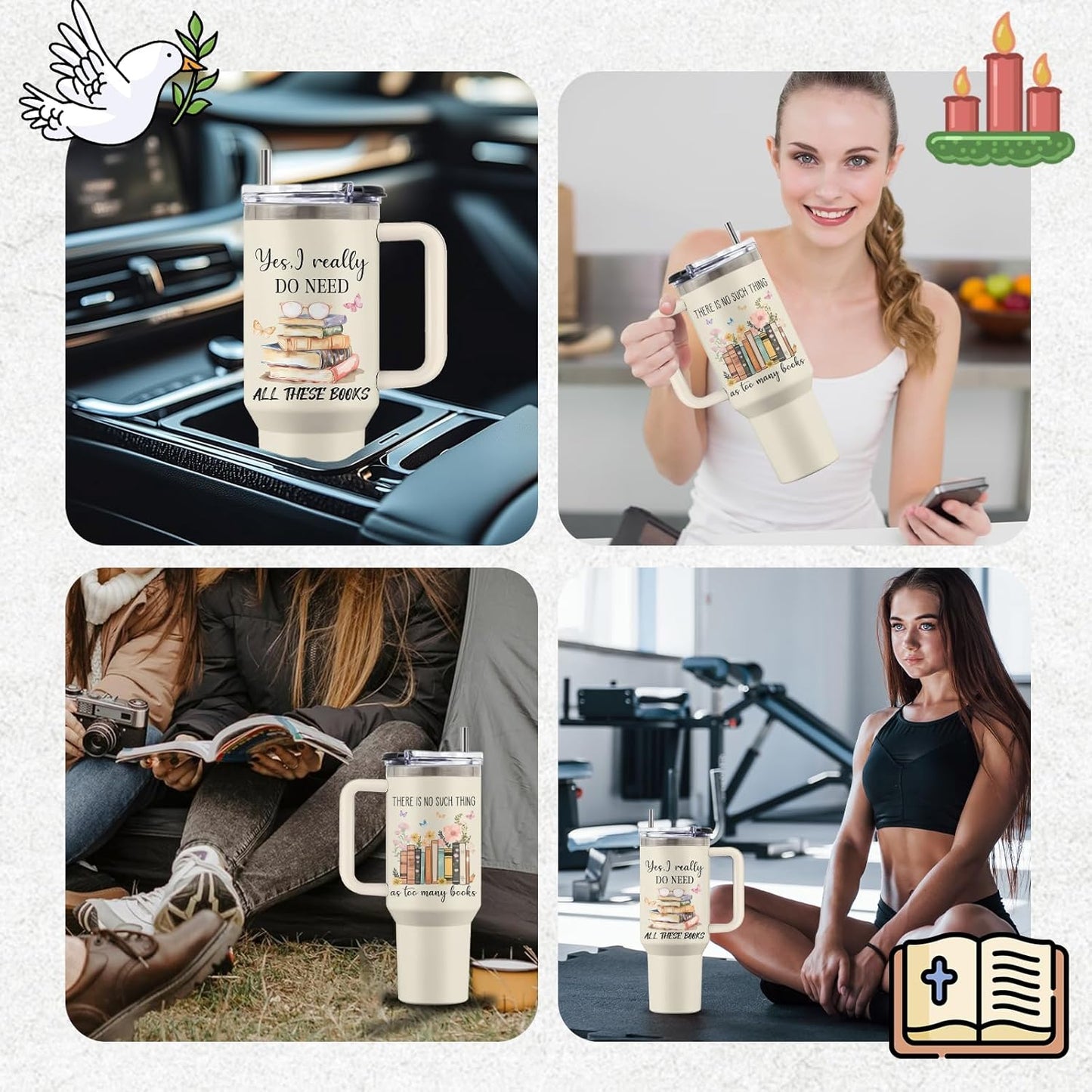 Book Lovers Gifts, 40 Oz Read Tumbler with Handle & Straw, Birthday Gift for Reading Lovers Readers, Reading Tumbler, Book Gift, Gifts for Thanksgiving Christmas, 1 PCS