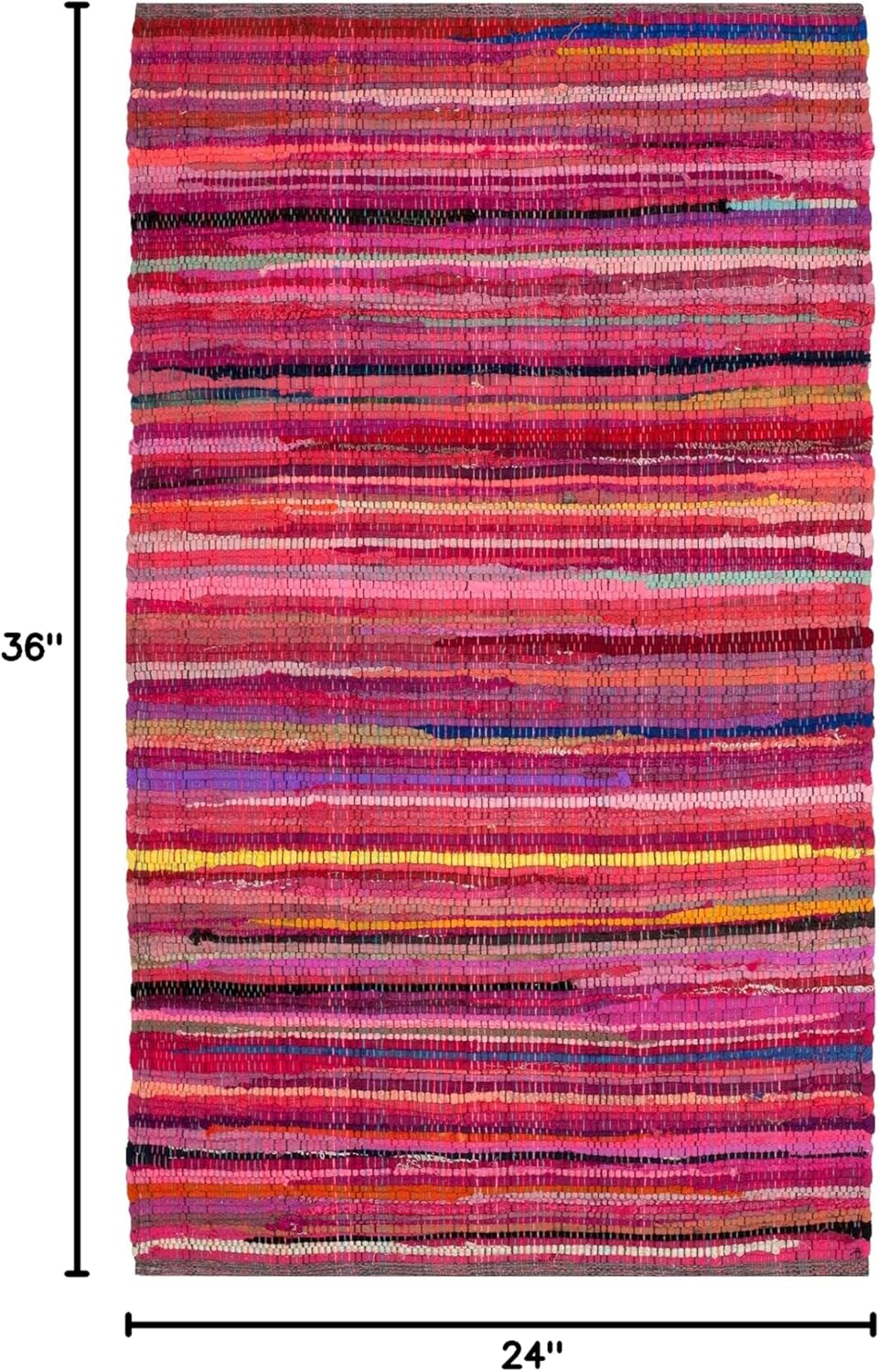 SAFAVIEH Rag Rug Collection Accent Rug - 2' x 3', Red & Multi, Handmade Boho Stripe Cotton, Ideal for High Traffic Areas in Entryway, Living Room, Bedroom (RAR240D)