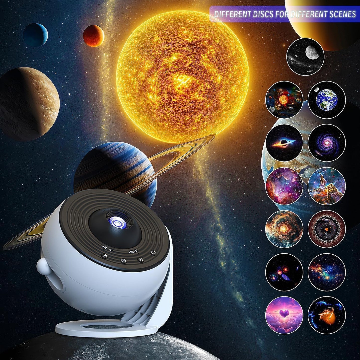 Galaxy Projector Pro, 13-in-1 Planetarium Projector - Northern Lights, Moon & Solar System, 360° Rotating with Auto-Off Timer & Speed Control, Ceiling Night Light for Astronomy Lovers, Bedroom Decor