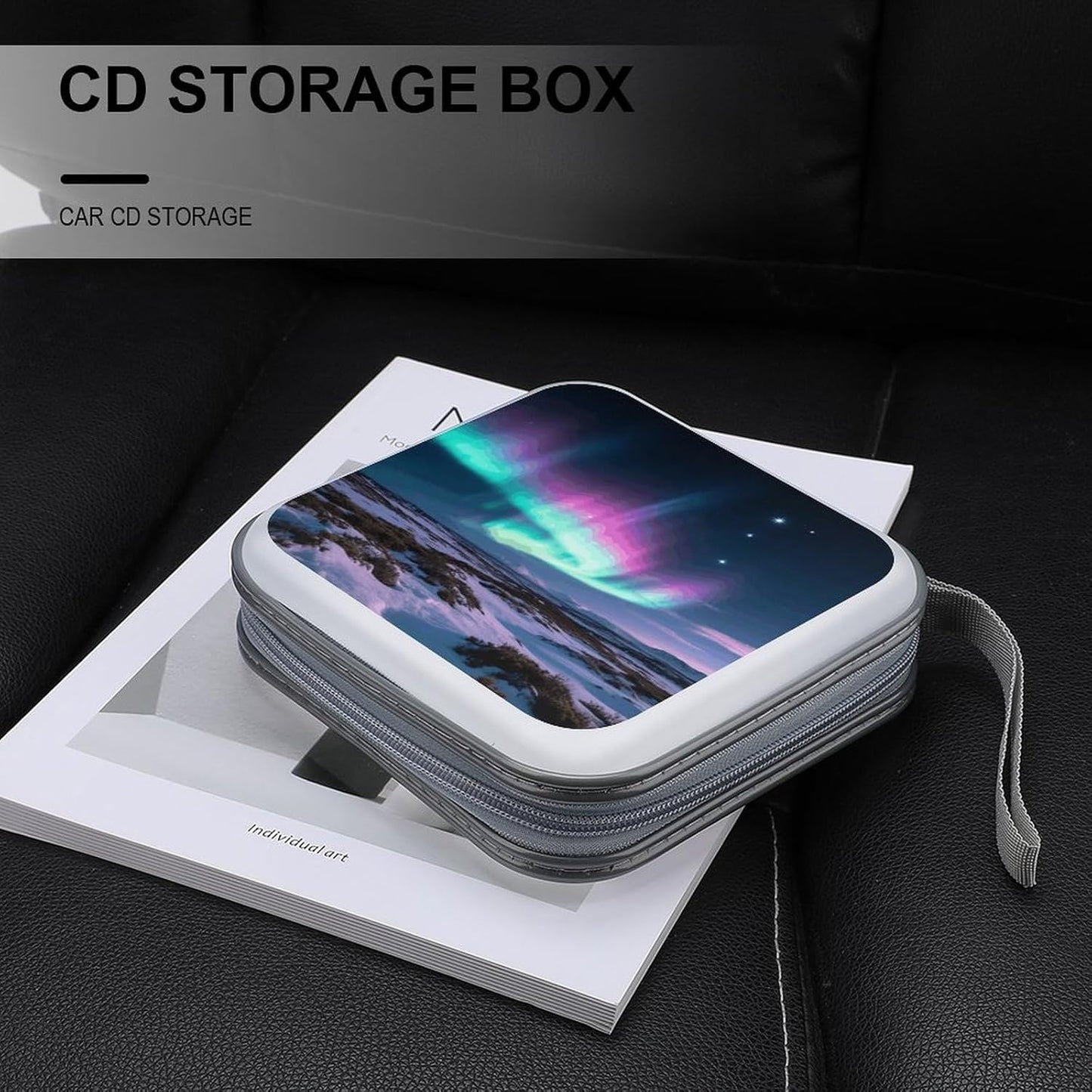 Aurora CD Case Portable Zipper CD Case 40 Capacity Hard Plastic DVD Cases Holder Large Storage Disc Wallet Bag for Car Home Travel DVD Collection Bag