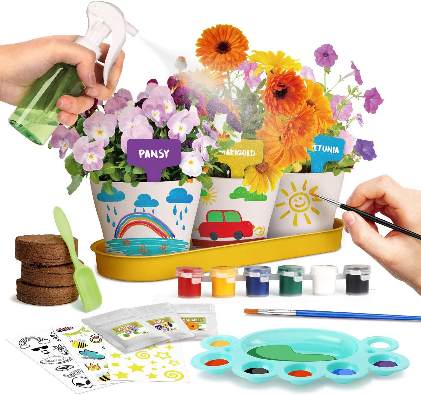 XX Paint & Plant Flower Growing Kit for Kids - DIY Arts & Crafts Garden Kits with Petunia, Pansy & Marigold Seeds, Educational Gardening Kit for Girls & Boys (Ages 6-12) - Creative Fun & Learning