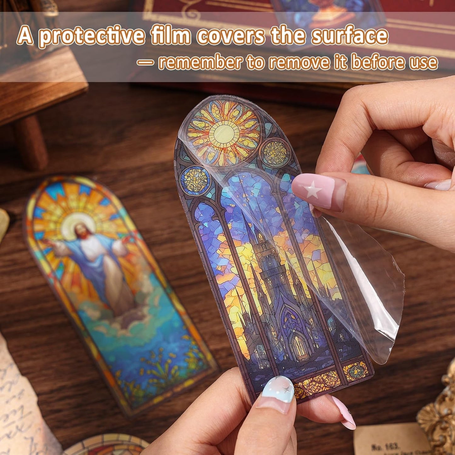 12 PCS Stained Glass Theme PET Bookmarks for Women, Lightweight Church Window Bookmark Set Artistic Book Mark for Girls, Readers, Teenage, Christmas New Year Gift Birthday Present for Book Lovers