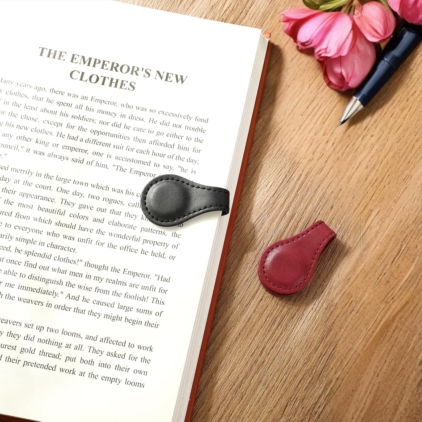 2 Pcs Magnet Leather Bookmark Retro Book Page Holder Vintage Handmade Book Marker Clip Personalized Leather Page Buckles Timeless Reading Accessories for Women Bookworm Lover Readers Teachers