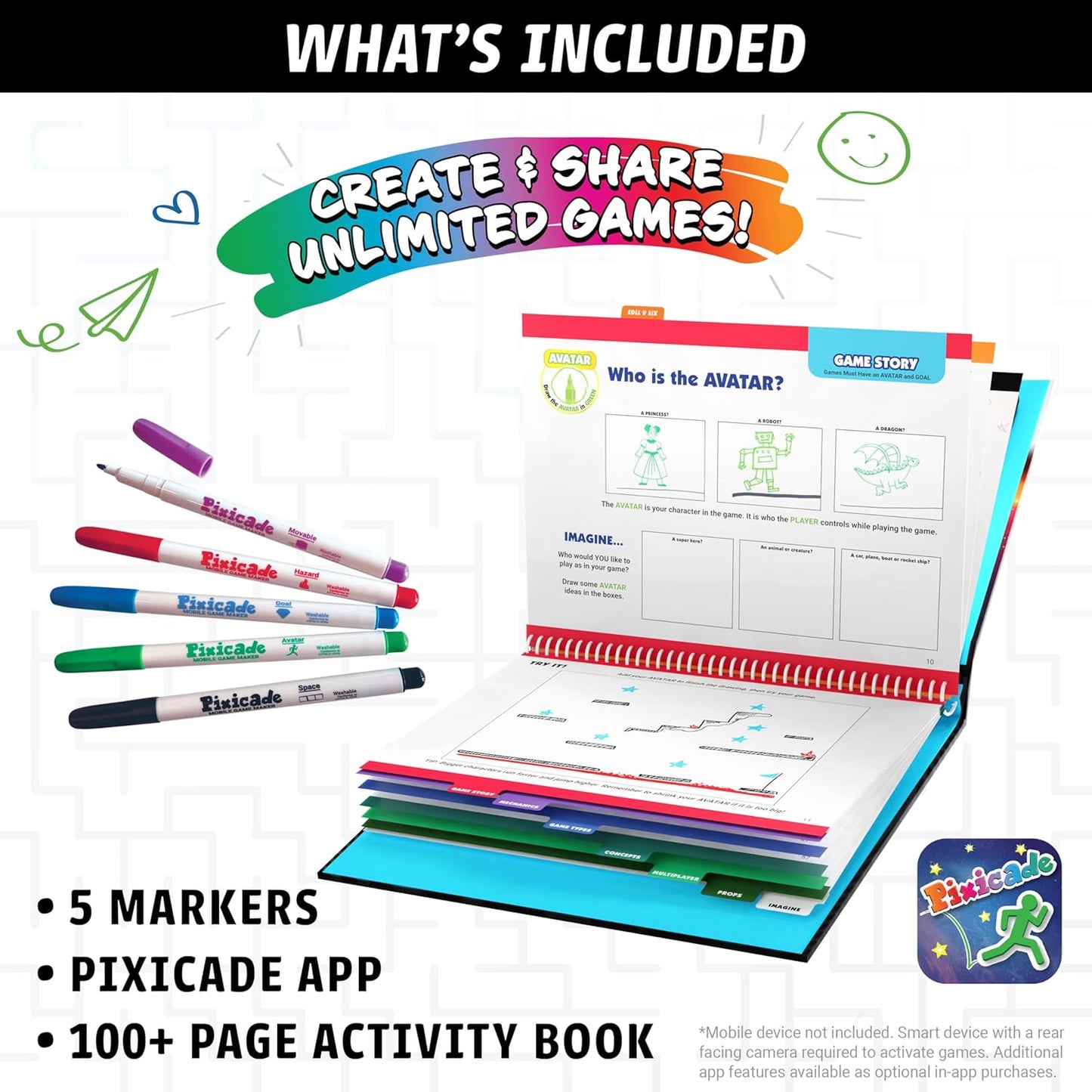 Abacus Brands Pixicade! Turn Drawings Into Playable Video Games! | Doodle & Draw, Snap Play & Share Instant Video Games! | Mobile Video Game Maker and Creation Studio!