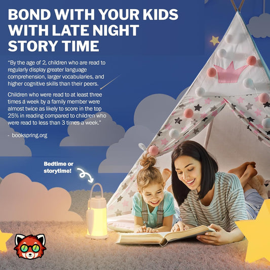 Kids Lantern Book Night Light Lamp for Camping Gear, Kids Reading Light, Toddler Camping NightLight, LED Study Desk Lamp for Students, USB Rechargeable 6-12 Hour Battery for Emergencies Power Outages