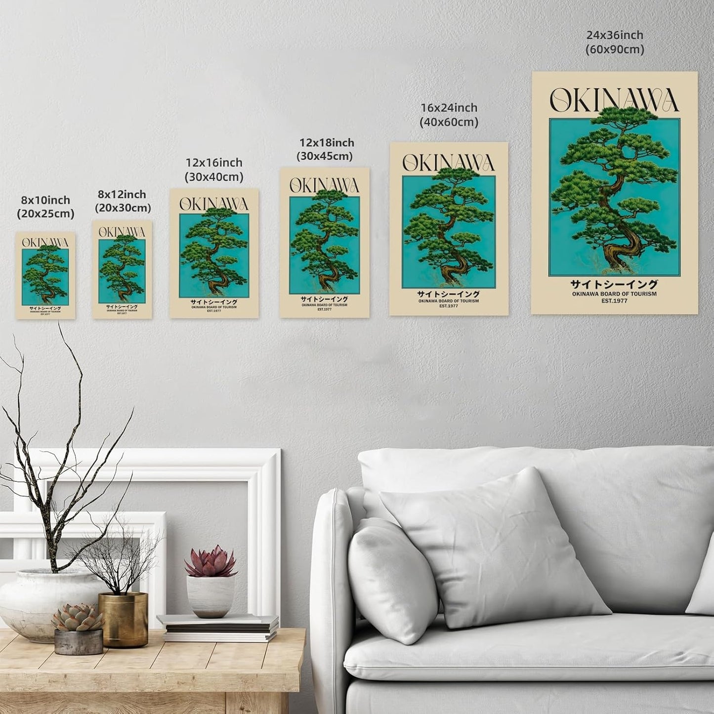 Japanese Canvas Wall Art Okinawa Pine Tree Print Poster Retro Japanese Bonsai Tree Picture Modern Ukiyo-e Wall Decor Painting for Zen Home Bedroom Office Decorations Artwork 16x24inch Unframed