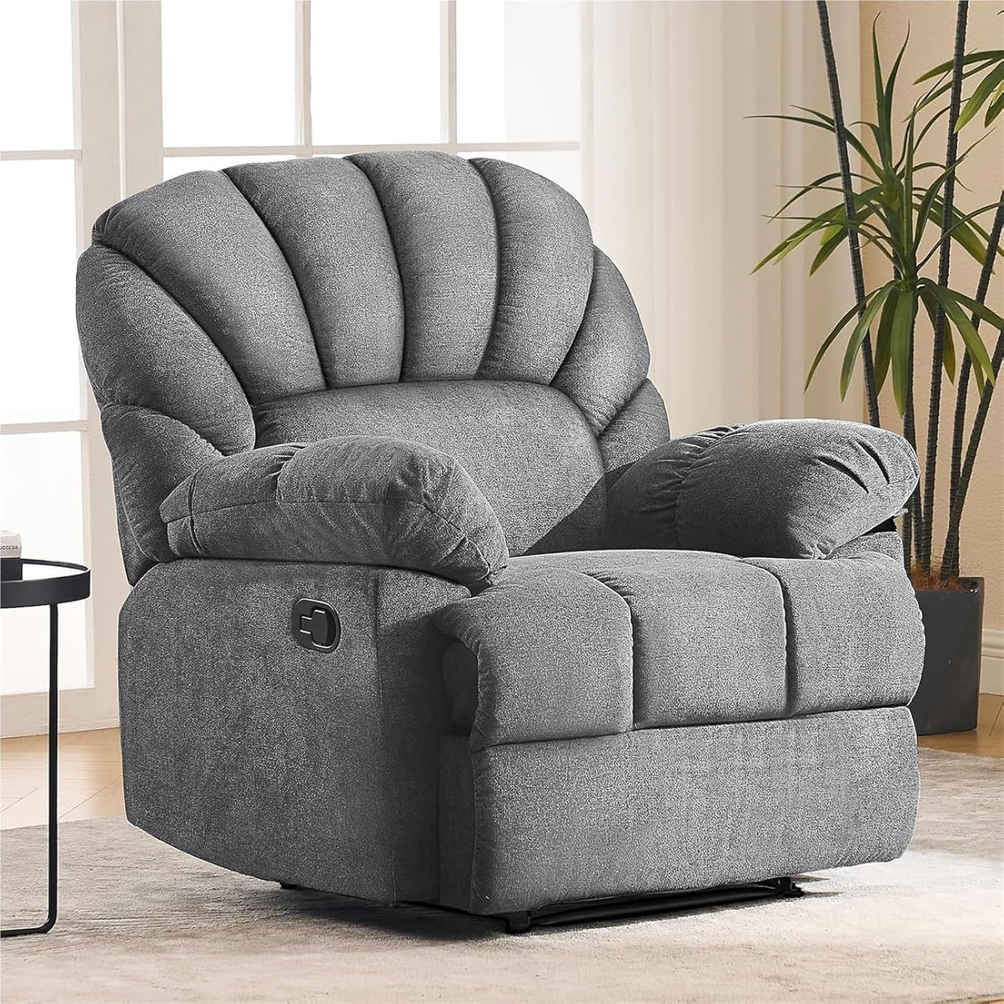 Manual Recliner Chair for Adults, Overstuffed Armrest Fabric Living Room Recliner Sofa, Ergonomic Leisure Chair Classic Single Sofa for Office, Home, Bedroom