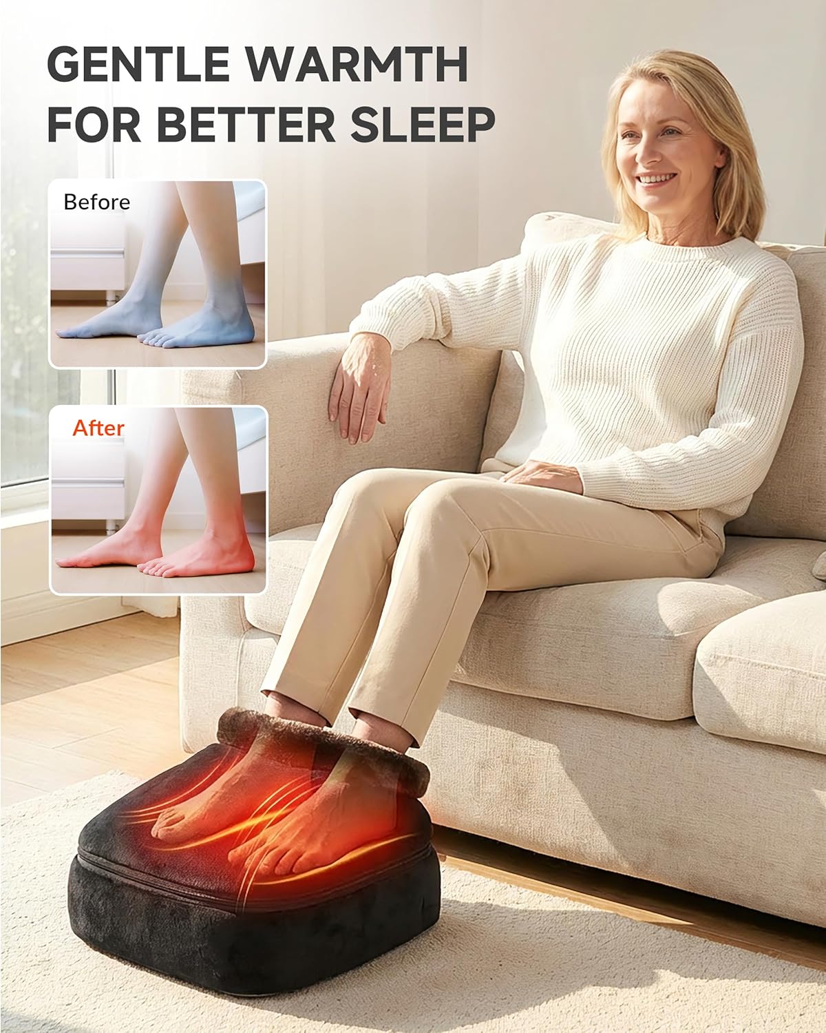 Snailax Foot Massager with Heat, Shiatsu Heated Kneading Foot Massager Machine, Electric Foot Massager, Gift for Her & Him, Home and Office Use
