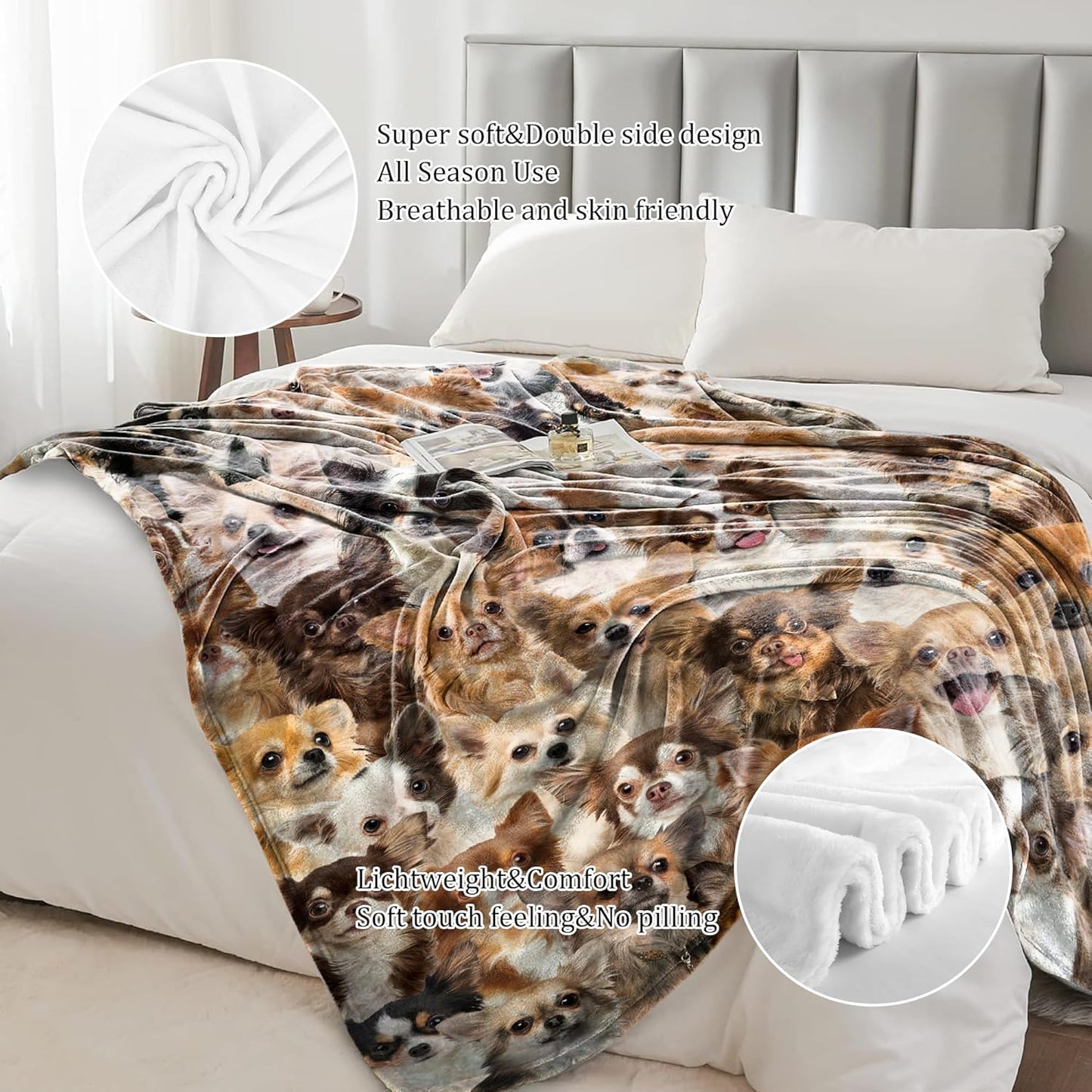 Chihuahua Dog Blanket, Soft Fleece Throw Blanket for Couch Bed Sofa, Cozy Chihuahua Gifts for Women Kids Adults, Plush Dog Lover Blanket Home Decor, 40"x50"