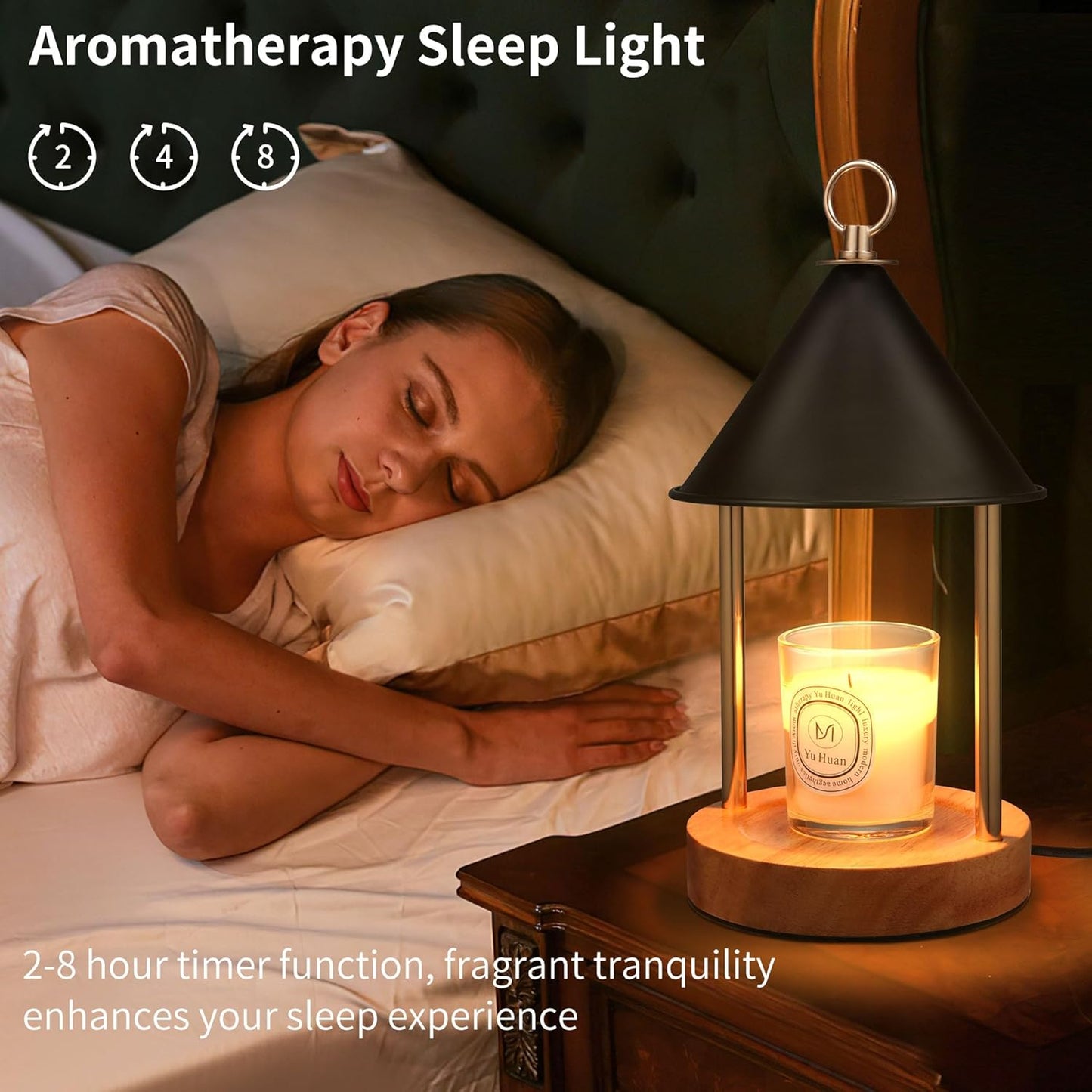 Candle Warmer Lamp with Timer and Dimmable, Birthday Gifts Women Mom, Flameless Wax Warmer with Anti-Scald Bi Metal Shade for Jar Candles, Includes 2 Bulbs, Home Decor (Black)