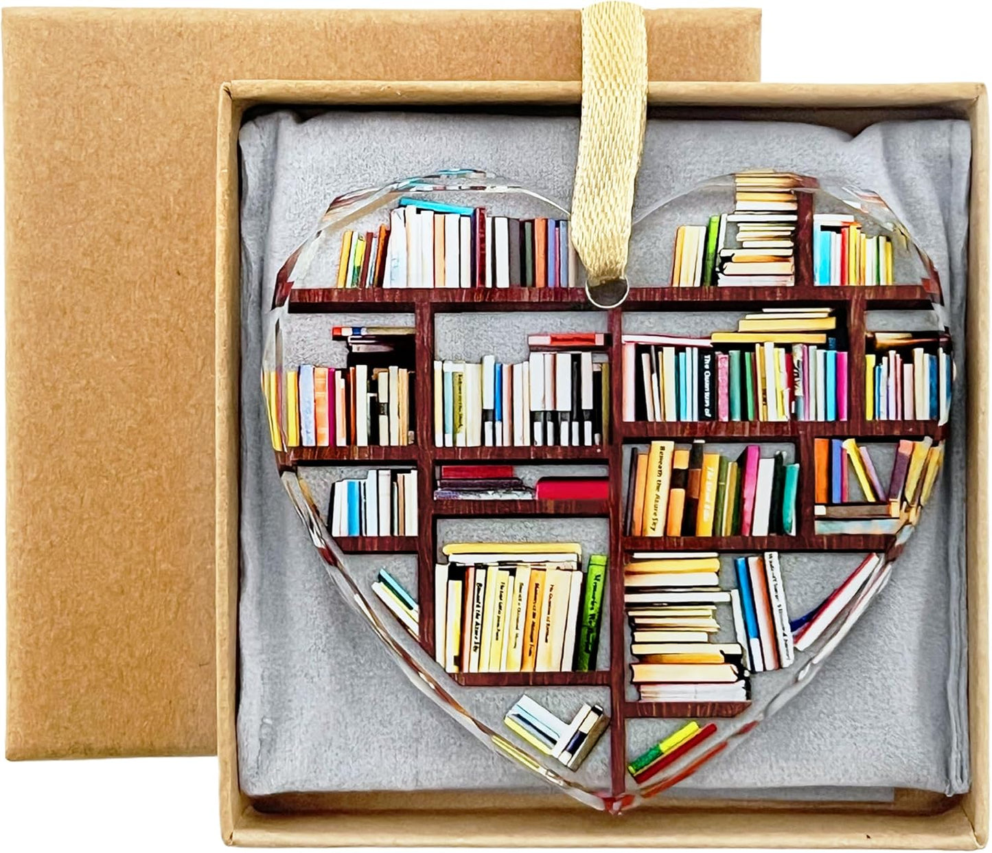 Crystal Book Lovers Gifts Hanging Christmas Ornament,Glass Hanging Book Themed Decoration for Readers, Bookworms, Reading Books Club