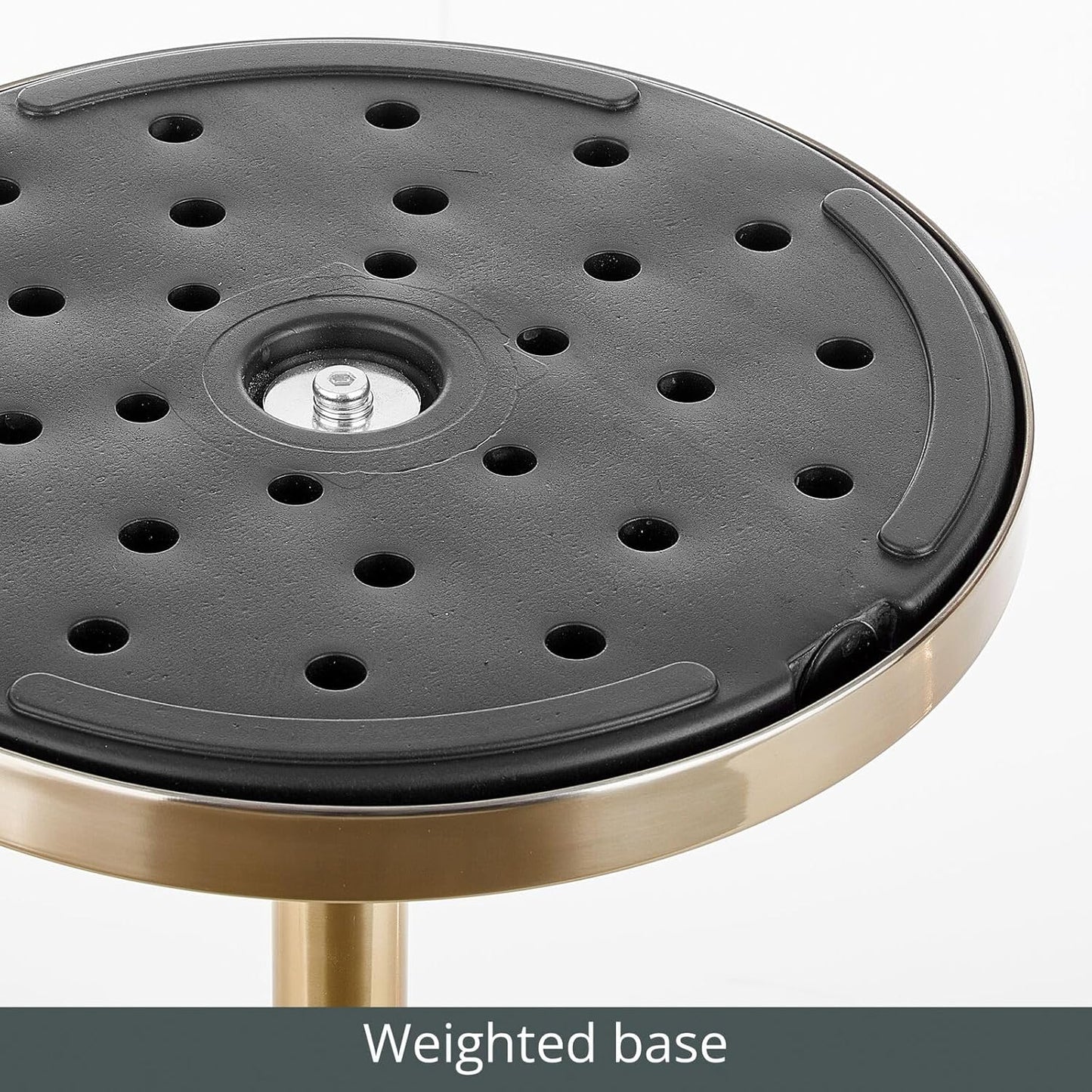 mDesign Glass Top Side/End Drink Table - Tall Modern Round Accent Metal Nightstand Furniture for Living Room, Dorm, Home Office, and Bedroom - 16" Round - Clear/Soft Brass