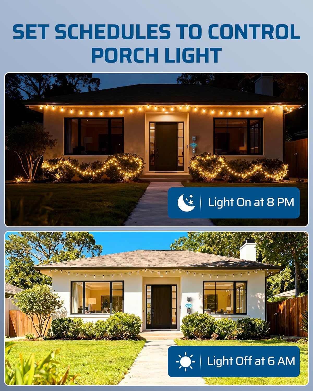 DEWENWILS Wi-Fi Matter Smart Dimmer Plug, Remote Control, 2 Grounded Outlets, Work with Alexa/Google Home, Support 200W Dimmable LED & 400W Tungsten Bulbs, Outdoor Dimmer for String Lights