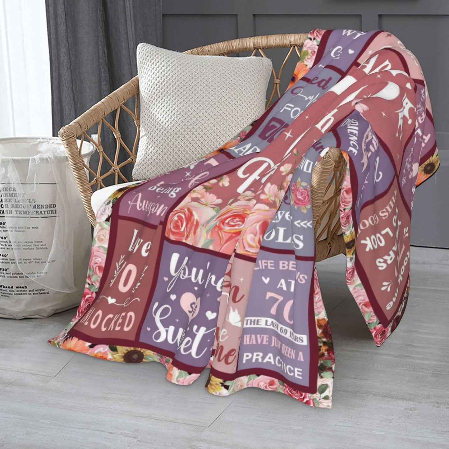 70th Birthday Gifts for Women Blanket, Gifts for 70 Year Old Woman, 70 Year Old Birthday Gifts, 70th Birthday Decorations for Women Blanket 60"x50"