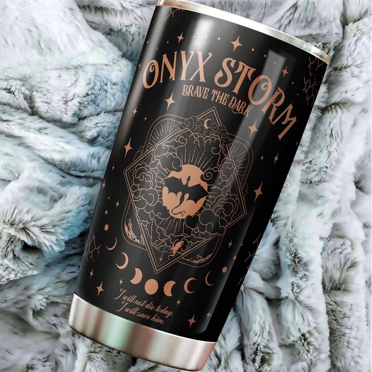 Basgiath Gifts - Storm Brave The Dark Tumblers - Fourth Dragon Rider Book Mug - Fantasy Bookworm Cup - Dragon Wing 20 Oz Tumbler - Onyx Gifts For Book Lovers on Christmas, Birthday