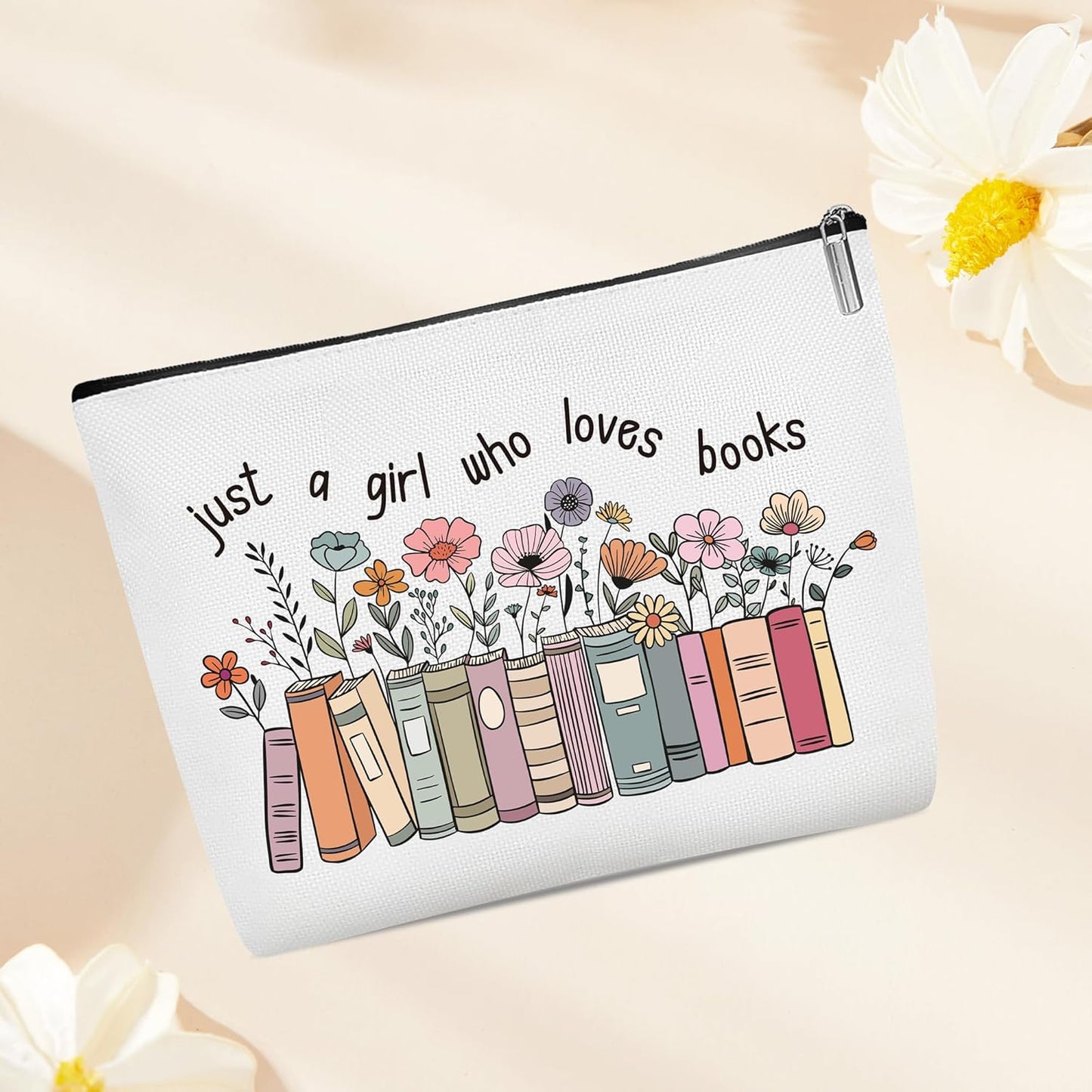 Book Lovers Gifts for Women, 5 Pcs Bookish Gift, Includes 16 oz Glass, Makeup Bag, 2 Heart Leather Bookmark, Christmas Mother's Day Birthday Present for Bookworm