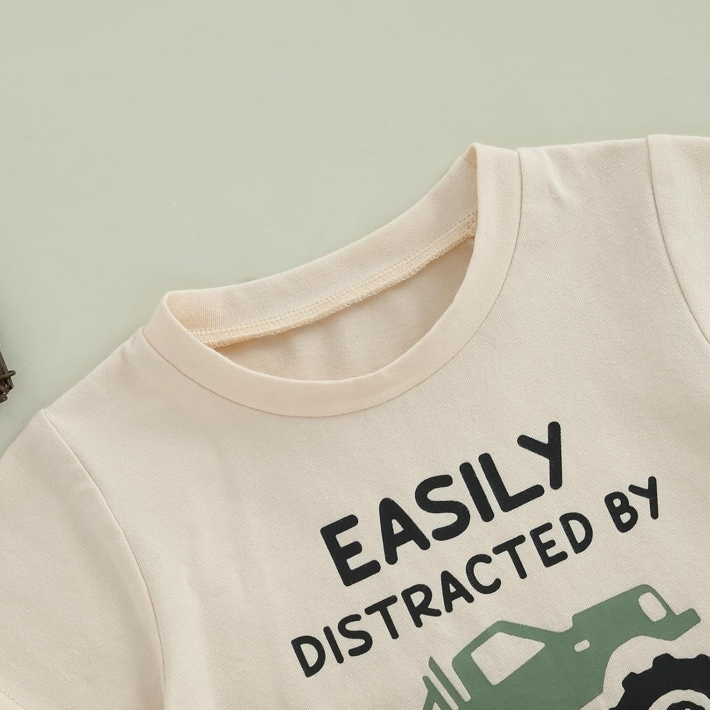 Toddler Baby Boy Clothes Summer Short Sleeve Trucks Tractors Print T-Shirt Tops Solid Color Shorts Set Casual Outfit