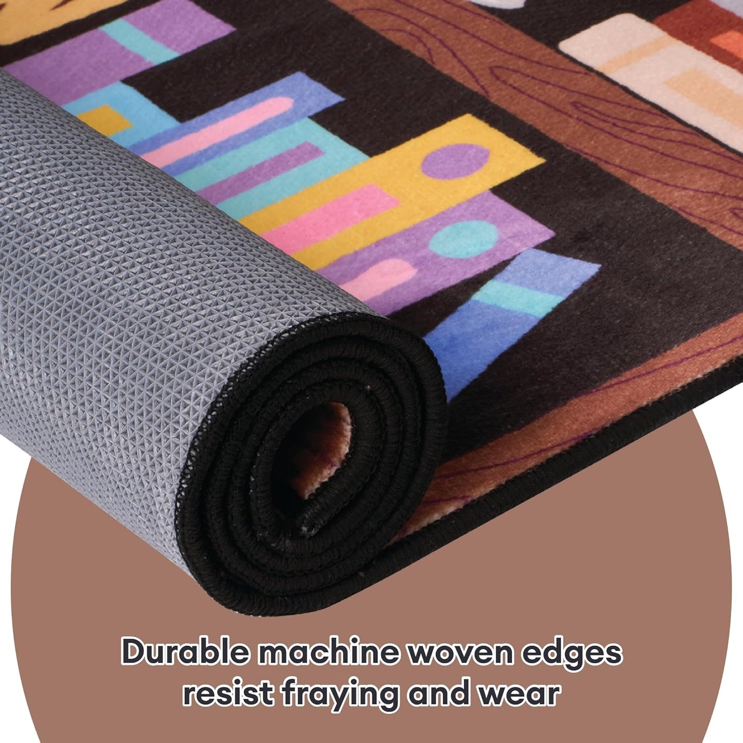 Classroom Library Rug, Reading Rug for Classroom Library, Carpet for Study Room, Non-Slip Rubber Bottom Low Pile Fade Resistant, Full Size 2x3 3x5 4x6 5x7 6x9 Ft S01