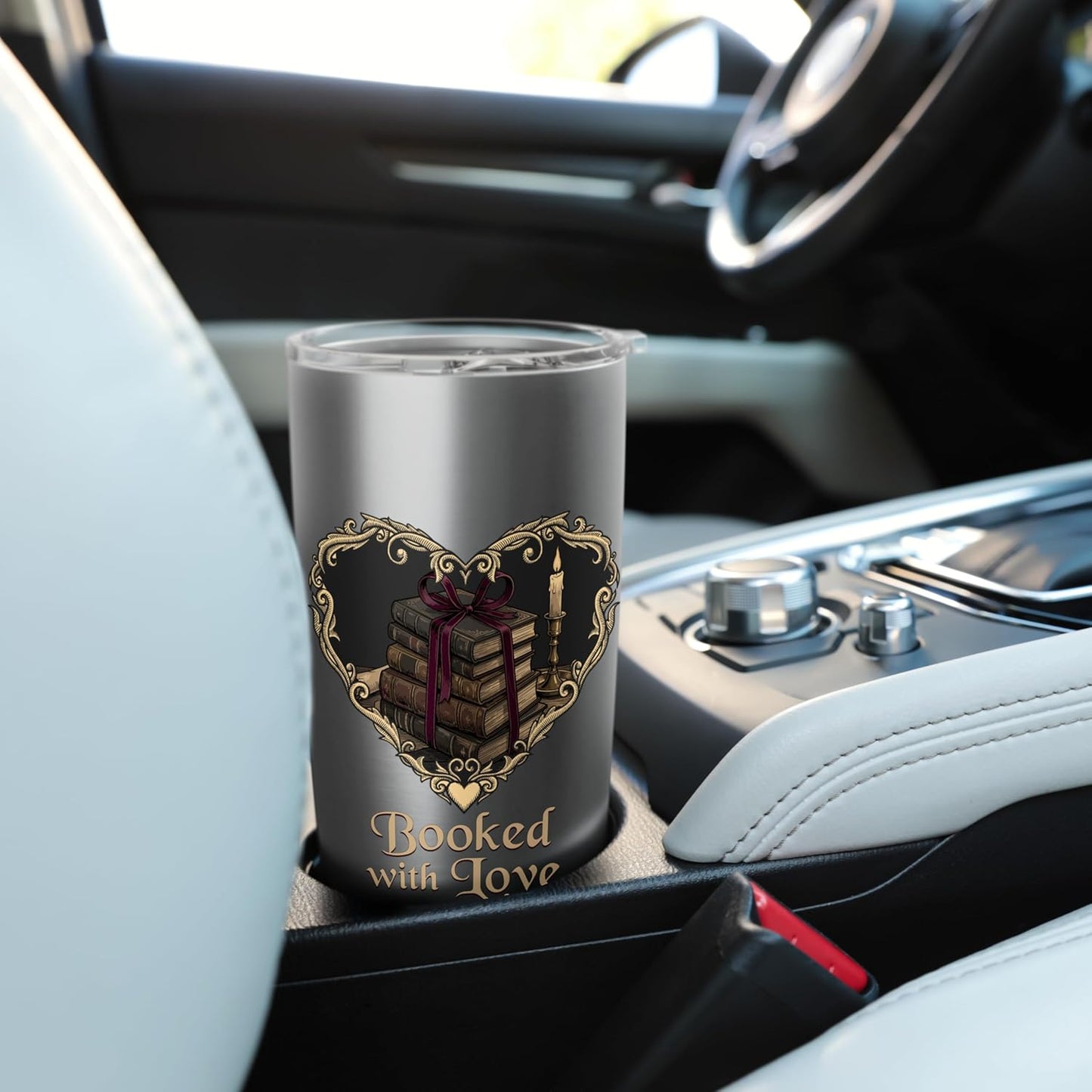 Booked with Love Romantic Reader Dark Academia Aesthetic Stainless Steel Insulated Tumbler