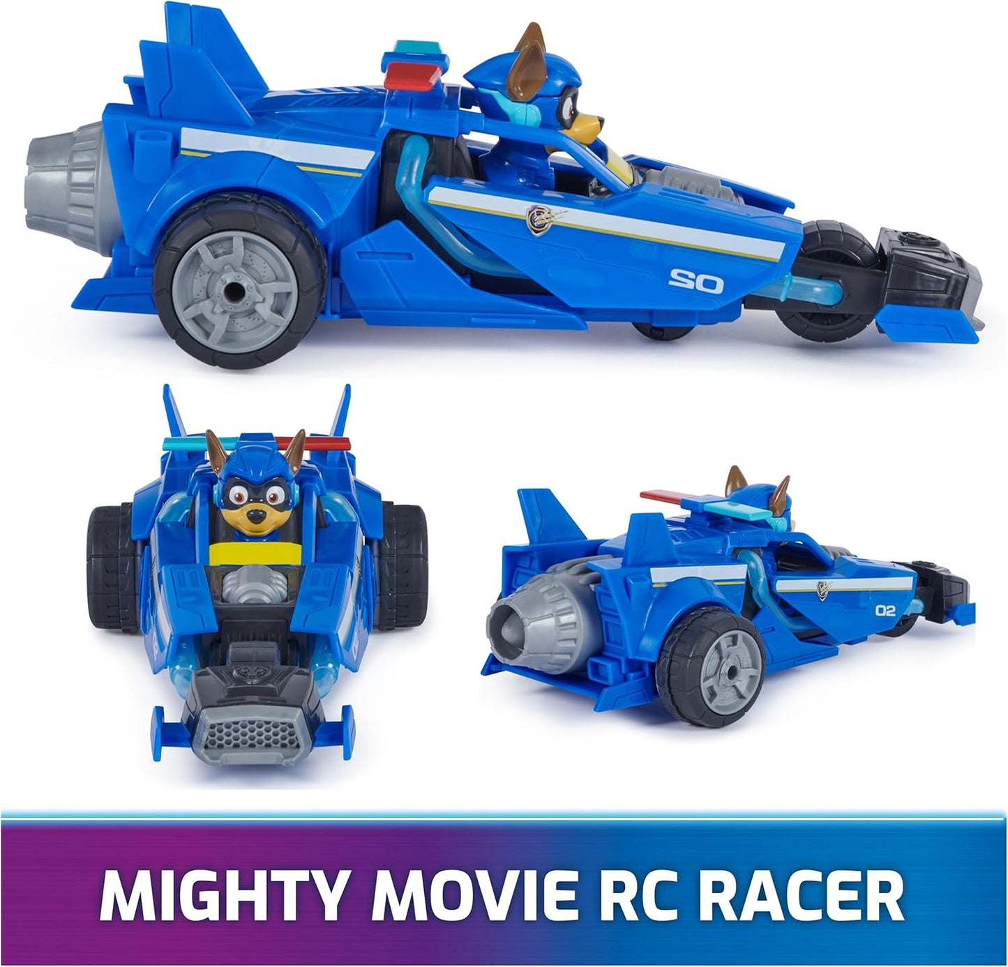 Paw Patrol: The Mighty Movie, Remote Control Car with Molded Mighty Pups Chase, Kids Toys for Boys & Girls 3+