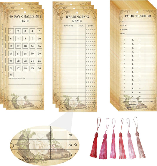 3 x 8 Inch Reading List Bookmarks Book Tracker and Reading Log Bookmarks - Book Tracker Notecards for Literacy Week, Library, Reading Lovers, Graduation Gifts 30 Sets