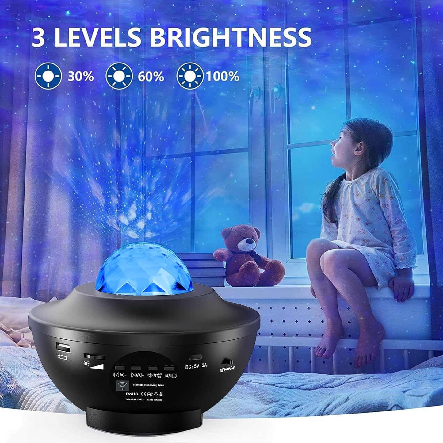 Galaxy Star Projector,Nebula LED Night Light for Room Decor, Ocean Wave Starry Sky Light Projector for Bedroom Home Theater, Remote & Bluetooth Speaker, Christmas for Kids Boy Girl Adults