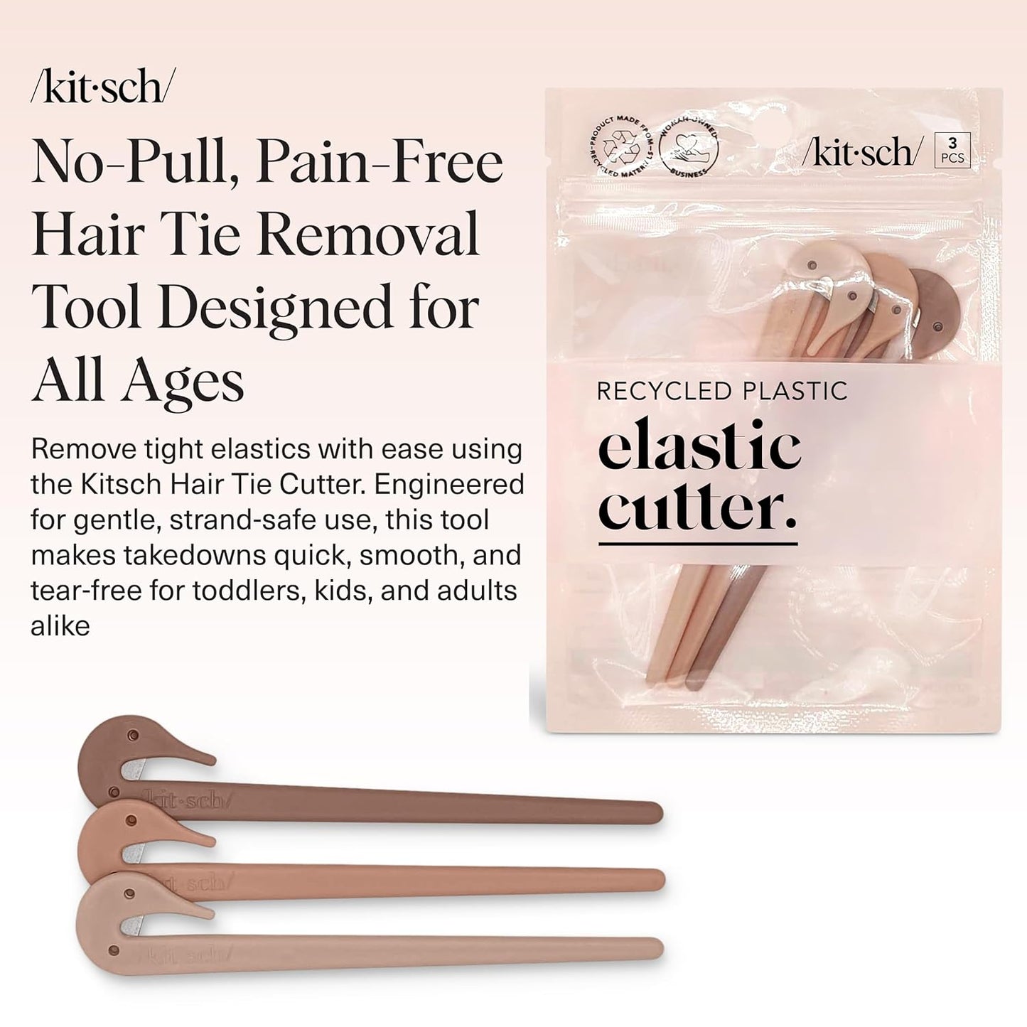 Kitsch Elastic Hair Tie Cutter Tool – Gentle, No Pull For Easy Elastic Bands For Hair Removal | Hair Rubber Bands Cutter | Ideal Gifts for Women – Multicolor, 3pc Set