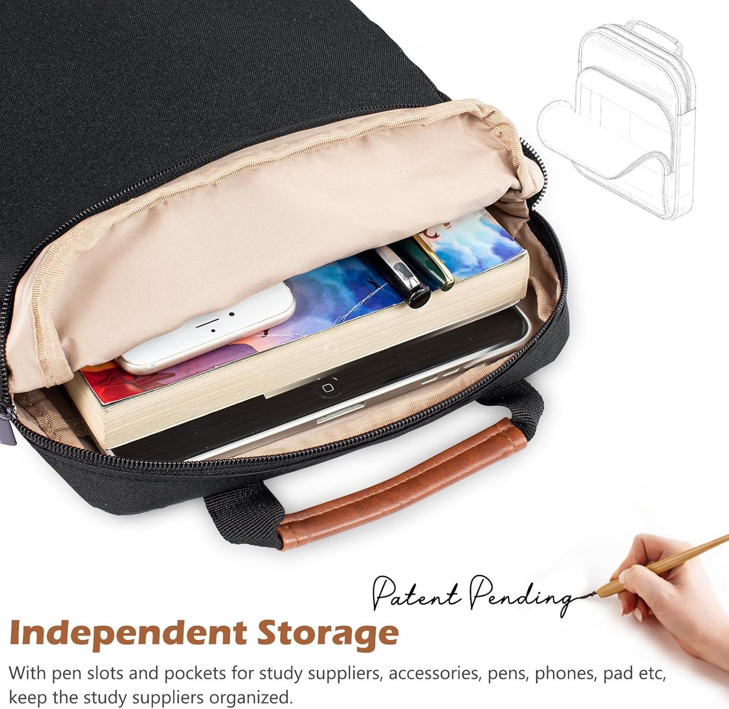 Book Sleeve with Zipper, Book Pouch 11" X 9", Book Protector Pouch, Book Sleeve for Book Lovers, Book Cover, Book Carrying Case for Book Accessories, Study Suppliers