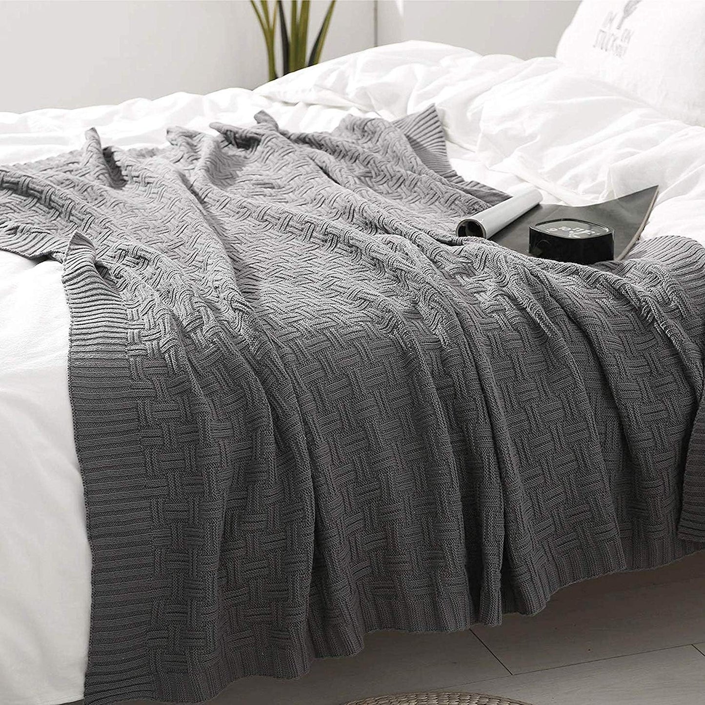 Cable Knit Throw Blanket for Couch Sofa Car Home Decor 51 x 70in