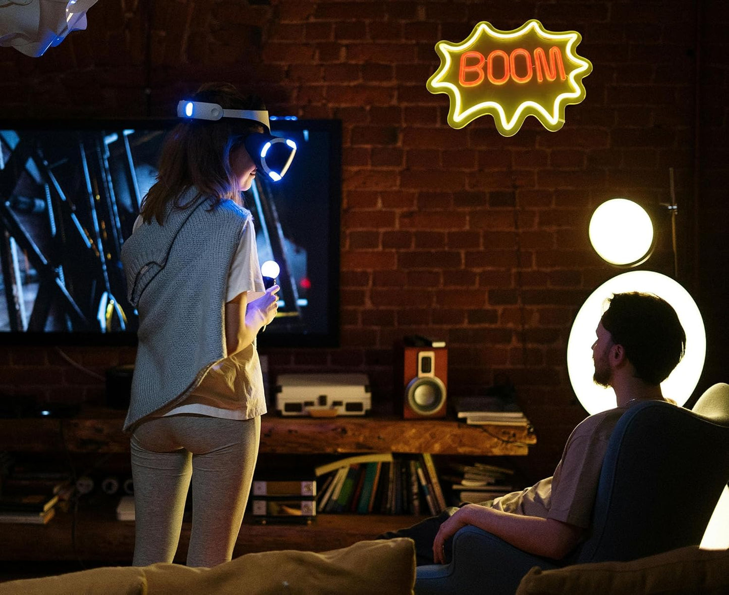 Boom Neon Sign for Game Comic Room Dance Club Decor, Gamers Comic Book Fans Gift