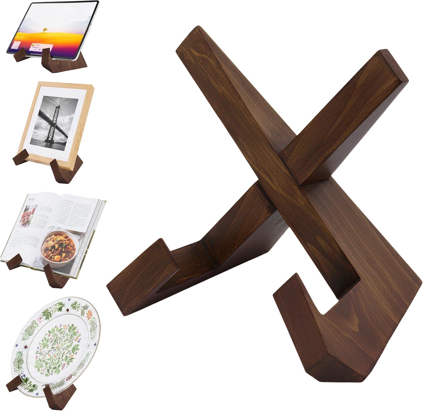 DI'FRANT® Wooden Cookbook Stand for Kitchen | Premium Cookbook Holder with Sturdy Design | Multi-Angle Recipe Book Holder for Cooking, Tablet, and Reading Support