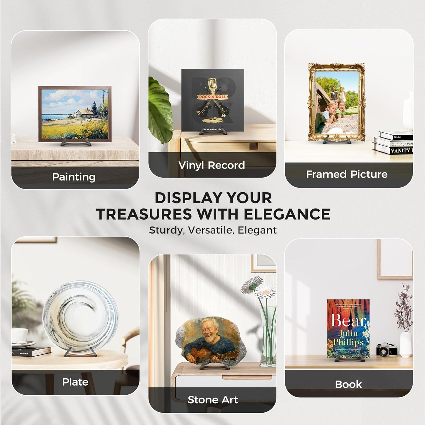 TR-LIFE Plate Stands for Display - 6 Inch Plastic Picture Frame Holder Stand, Easel for Book, Photo, Sign, Plaque, Decor (2 Pack)