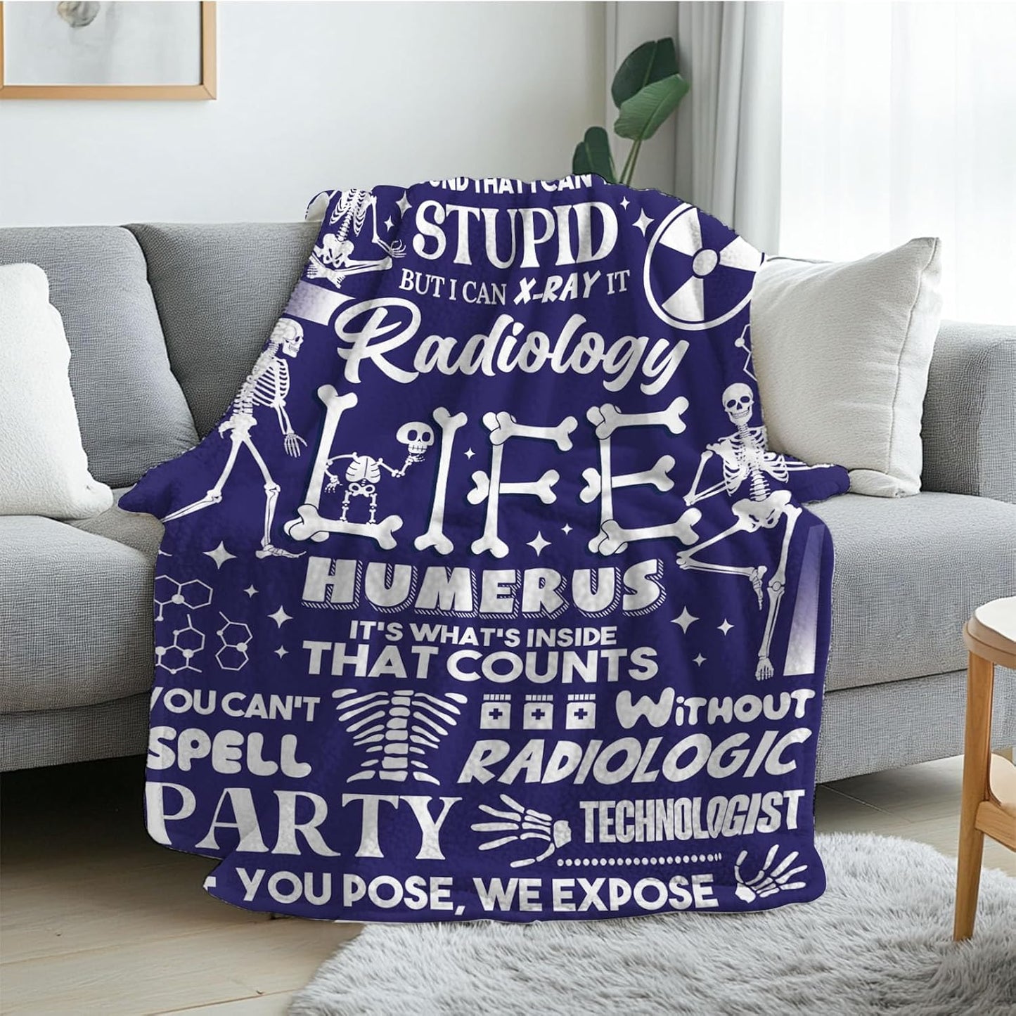 Radiologic Technologist Gifts Blanket for Radiographer, Soft Flannel Blanket for Radiologic Technologists, Warm Throw Blanket for Birthday Gifts for Christmas Thanksgiving 50x60