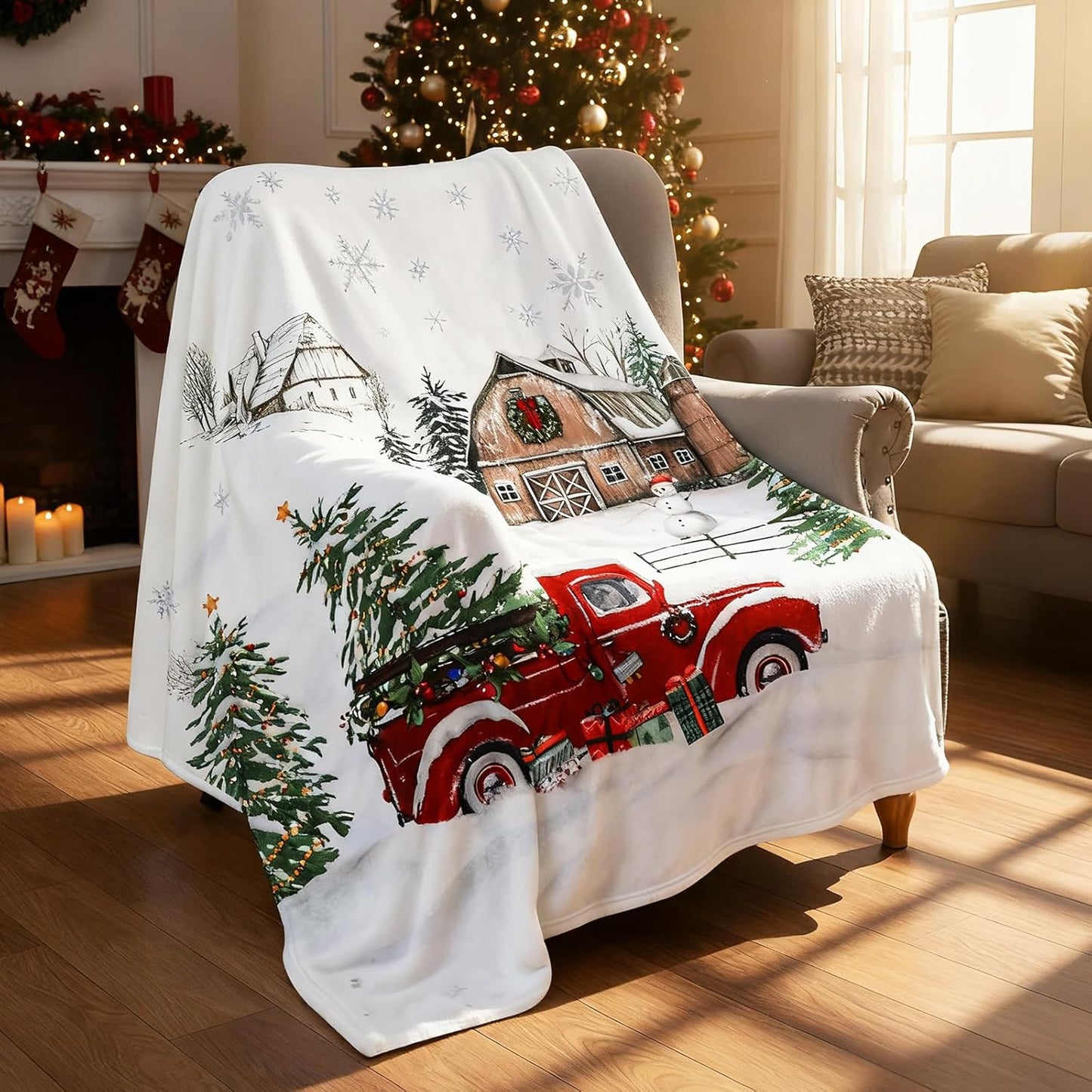 Christmas Flannel Throw Blanket 50x60 Inch – Soft 230 GSM Holiday Fleece Blanket for Couch, Bed & Sofa – Winter Xmas Decor & Gift for Adults and Kids