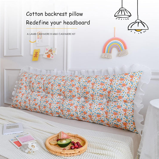 Large Bolster Upholstered Headboard Reading Pillow with Lacy, Positioning Support Backrest Cushion, for Day Bed Bunk Bed Removable Cover (Color : E, Size : 1005015CM)