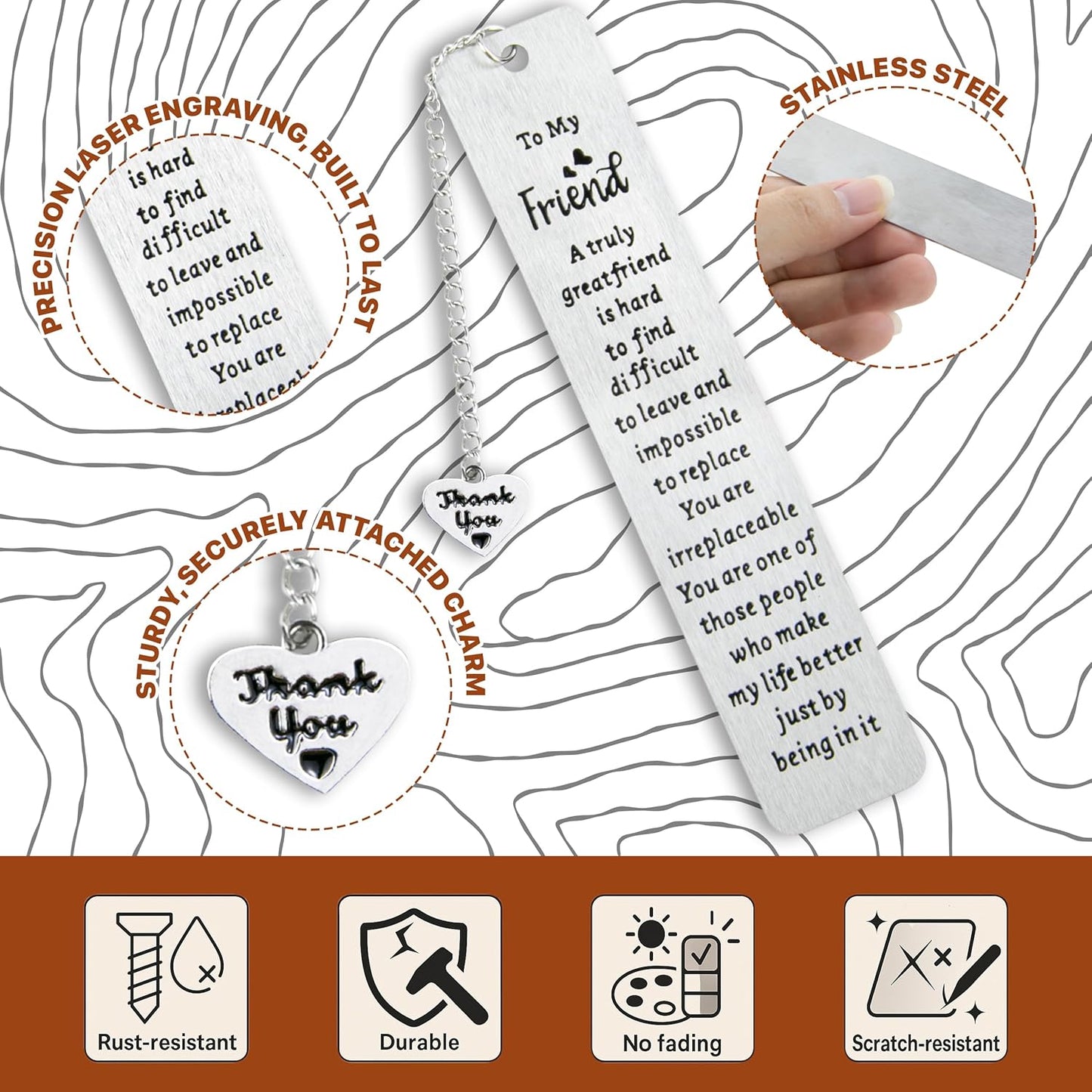 Friend Metal Bookmark for Women – Long Distance Friendship Gifts for Book Lovers, Unique Best Friend Gift for Female Friends, Sentimental Bookmark for Reading Women, Thoughtful Gifts for Friends