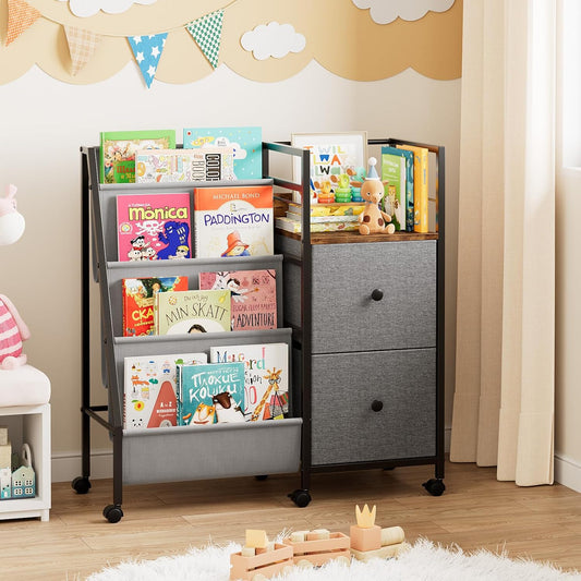 Book Shelf for Kids Rooms, Toddler Bookshelf Baby Bookcase with Kids Storage for Nursery, Bedroom, Playroom, Easy Assembly (Black)