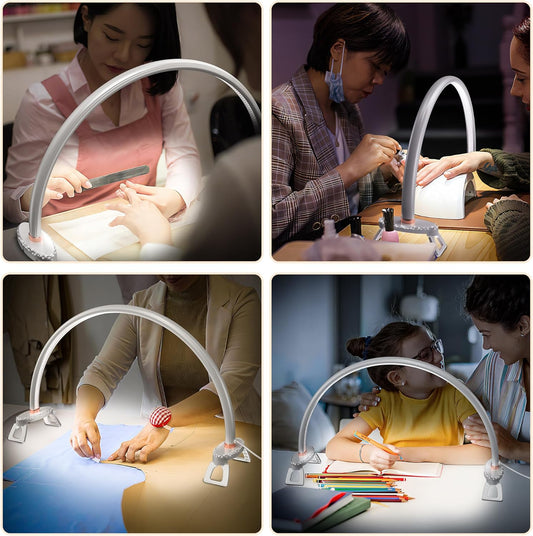 Large Half Moon Desk Lamp,24" Arch Light for Nail Techs, Brightness Adjustable,Suitable for Nail Beauty Crafts Sculpture Salon&HomeLighti