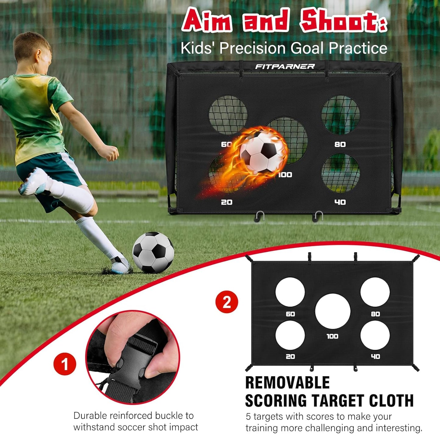 Soccer Goal,Backyard Soccer Goals for Kids 2 Pack,4x3/6x4 FT Portable Pop Up Soccer Nets with Target,Ball&Cones,Complete Training Equipment for Kids Youth Outdoor Sports Practice