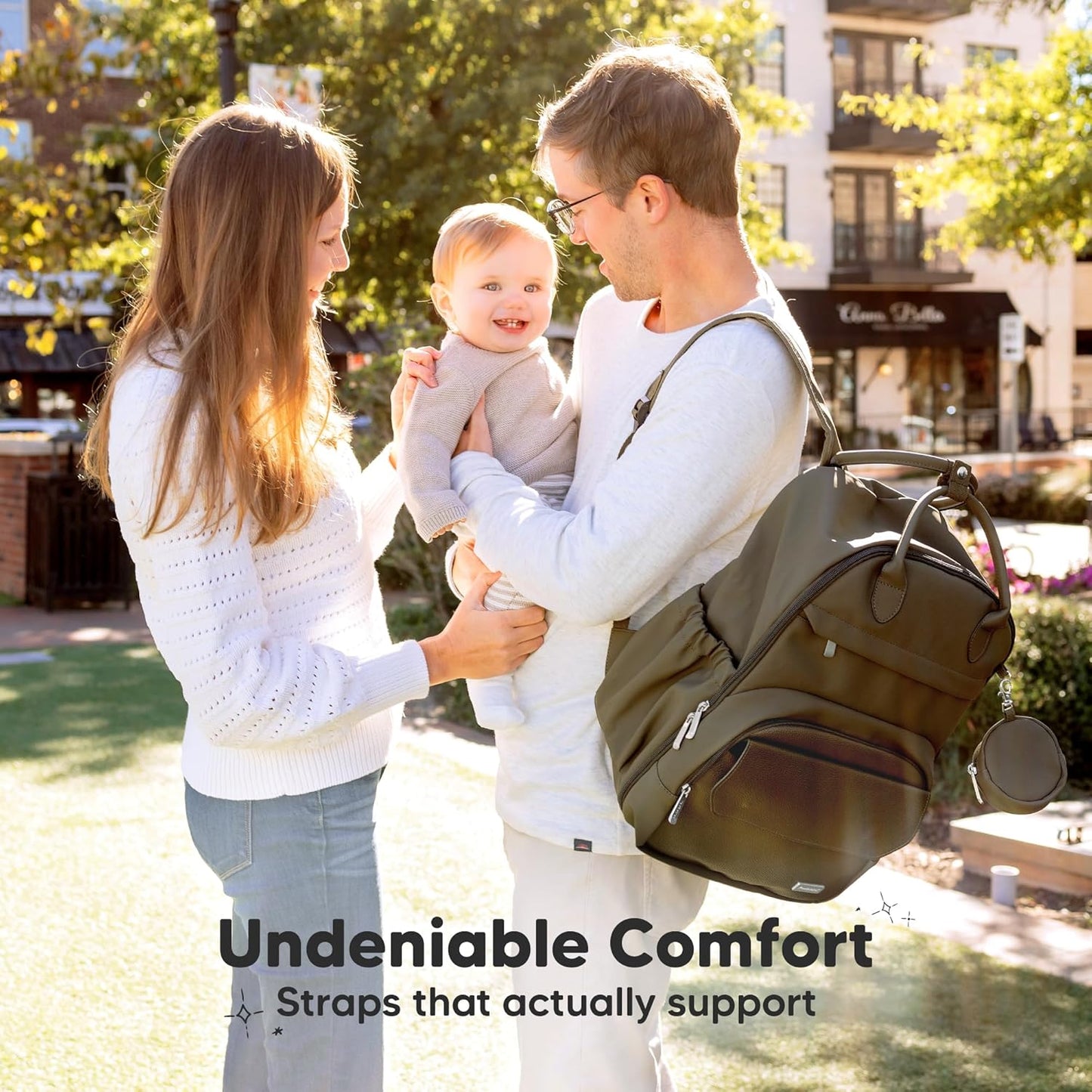 KeaBabies Diaper Bag Backpack - Multifunctional Travel Diaper Back Packs, Maternity Baby Changing Bags, Compact 18L Capacity, PU Leather, Waterproof, Unisex, Nappy Changing Pad (Dark Olive)