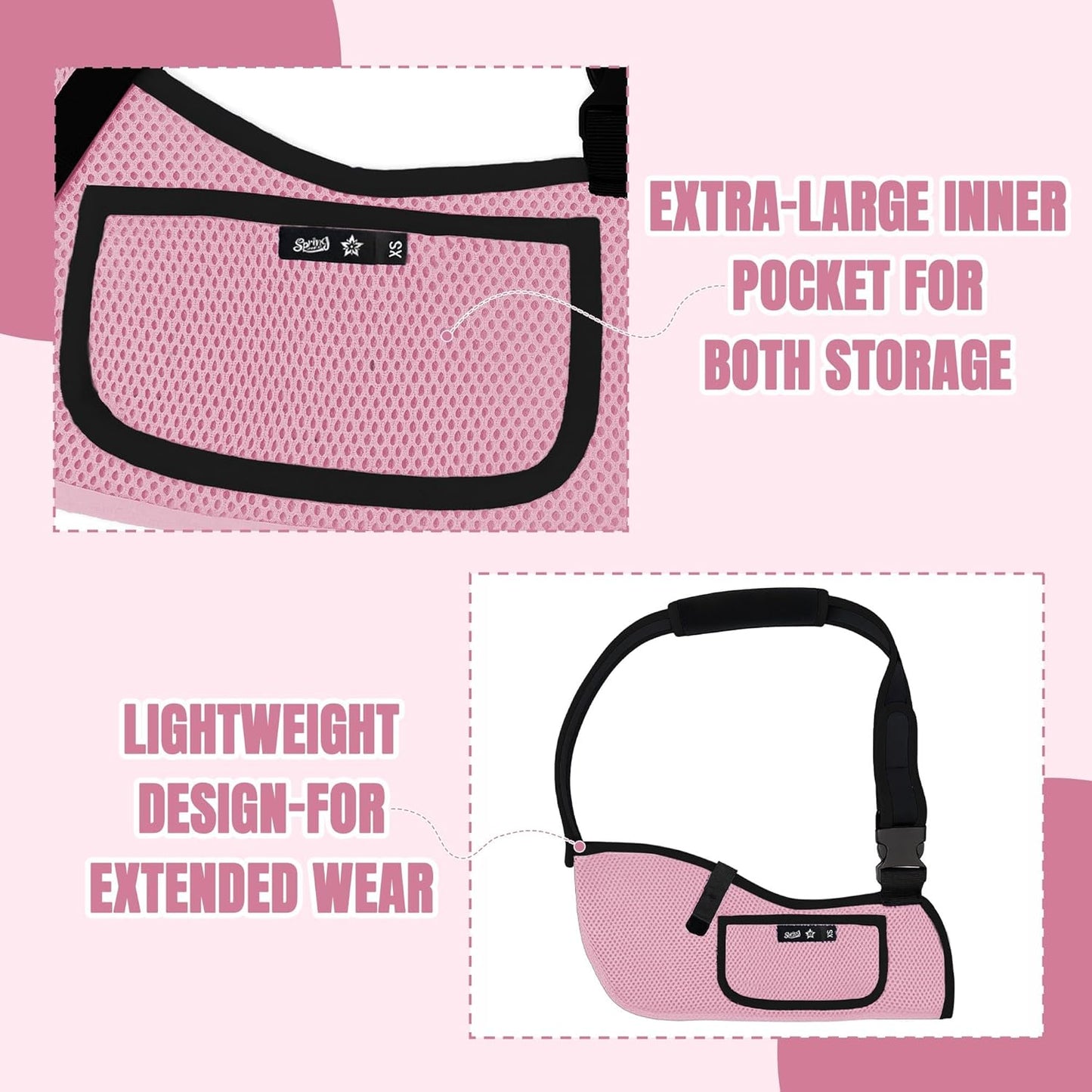 SPRING SEAON Kids Arm Sling Shoulder Immobilizer for Arm,Wrist,Elbow Injury Lightweight Breathable Sling with Adjustable Shoulder Strap Mesh Arm Support Brace for Children,Boys,Girls